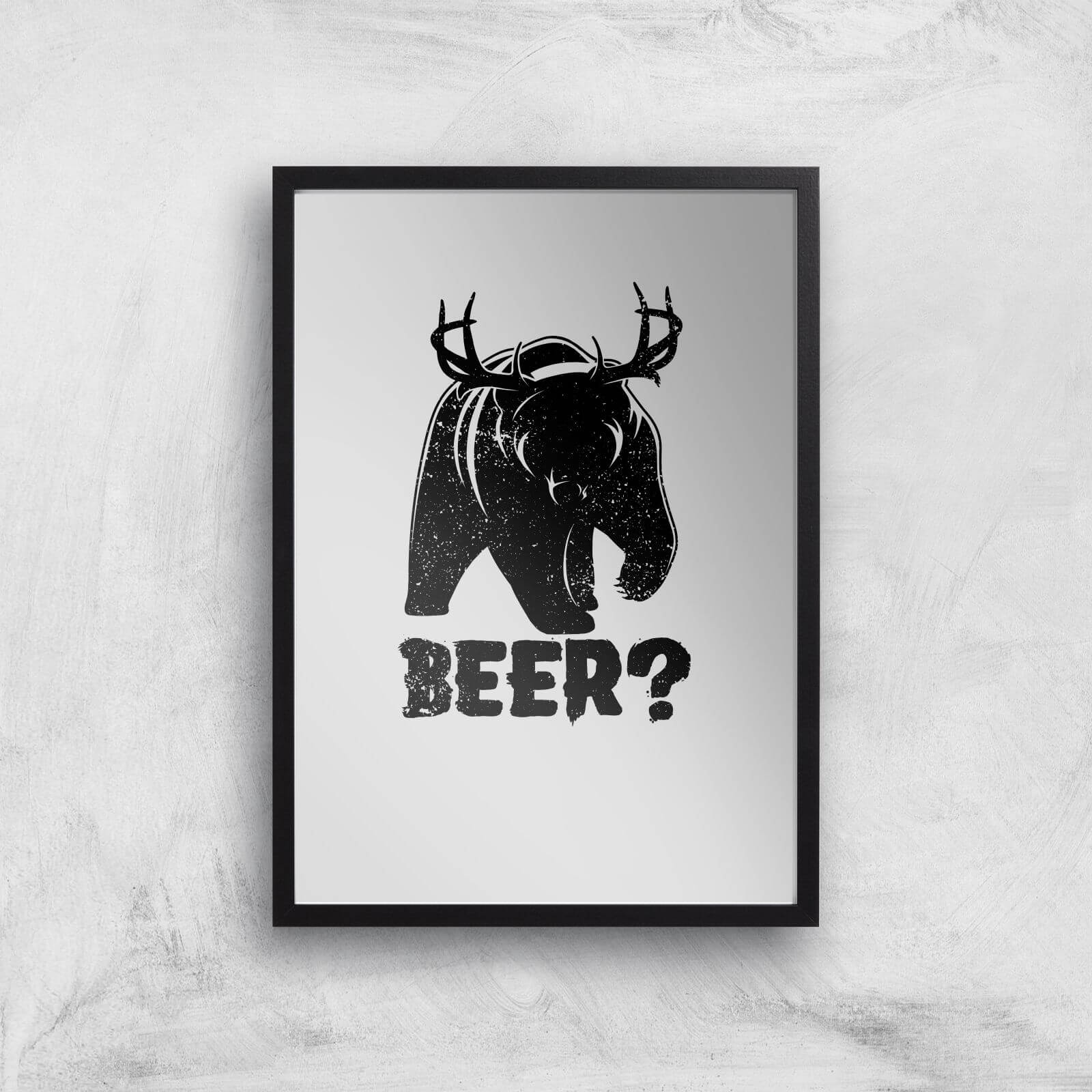 Beer Bear Deer Art Print - A2 - Black Frame