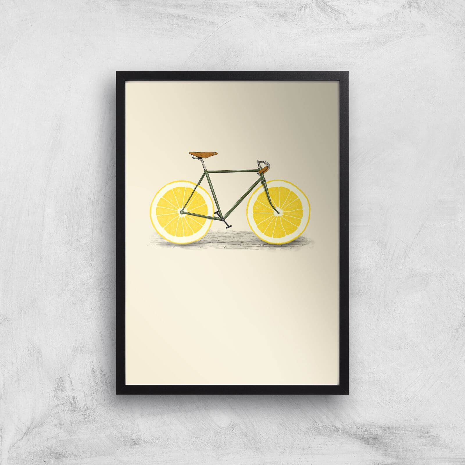 Citrus Lemon Art Print - A2 - Black Frame