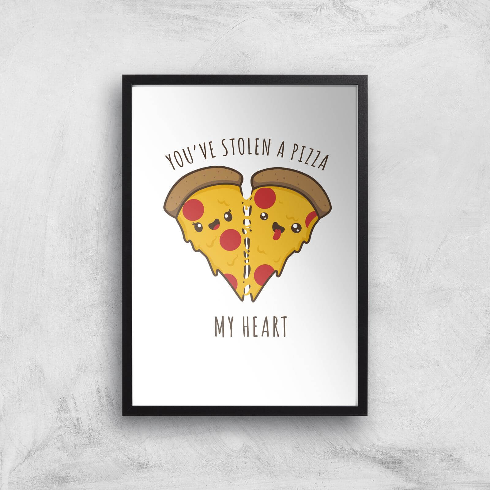 A Pizza My Heart Art Print - A2 - Black Frame
