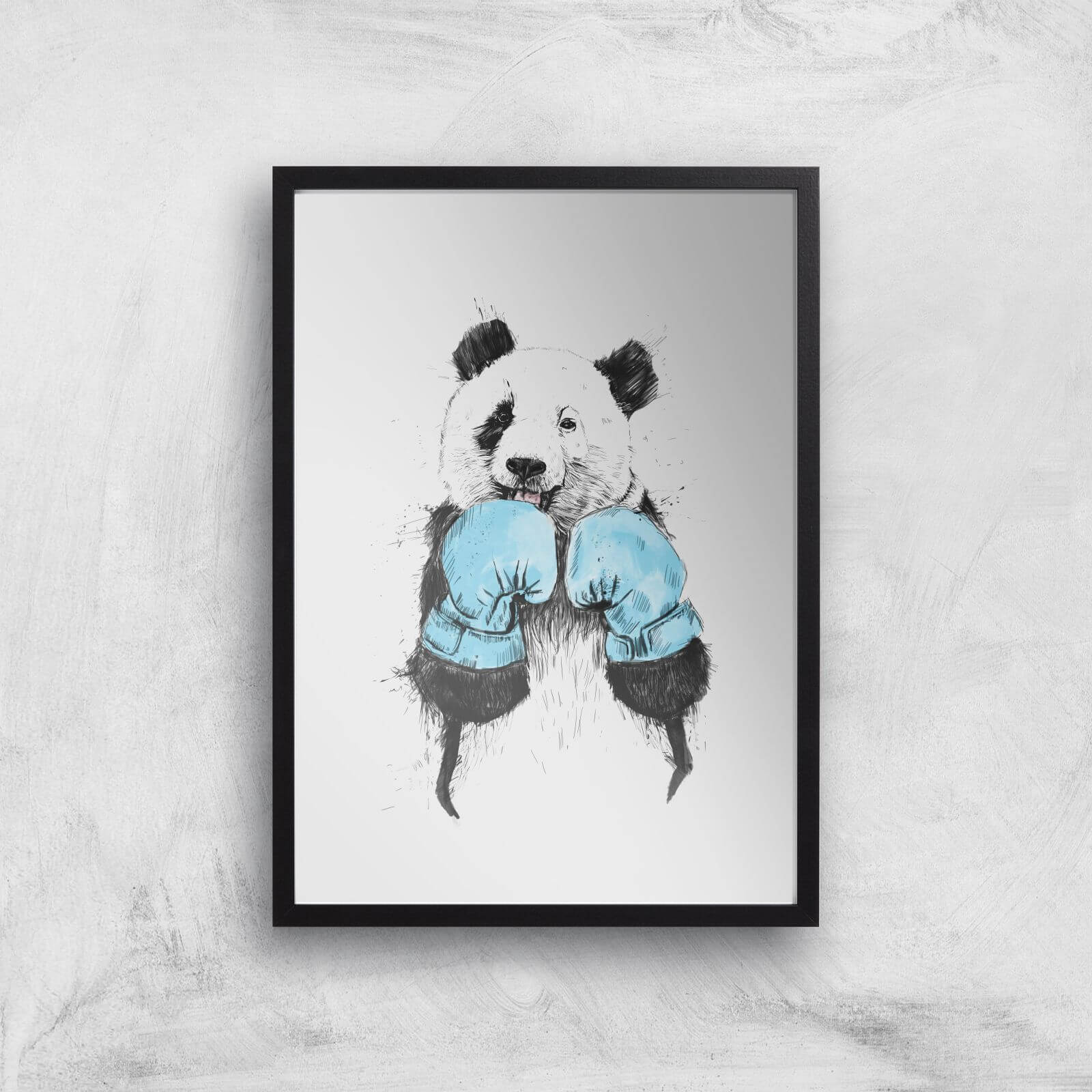 Balazs Solti Boxing Panda Art Print - A2 - Black Frame