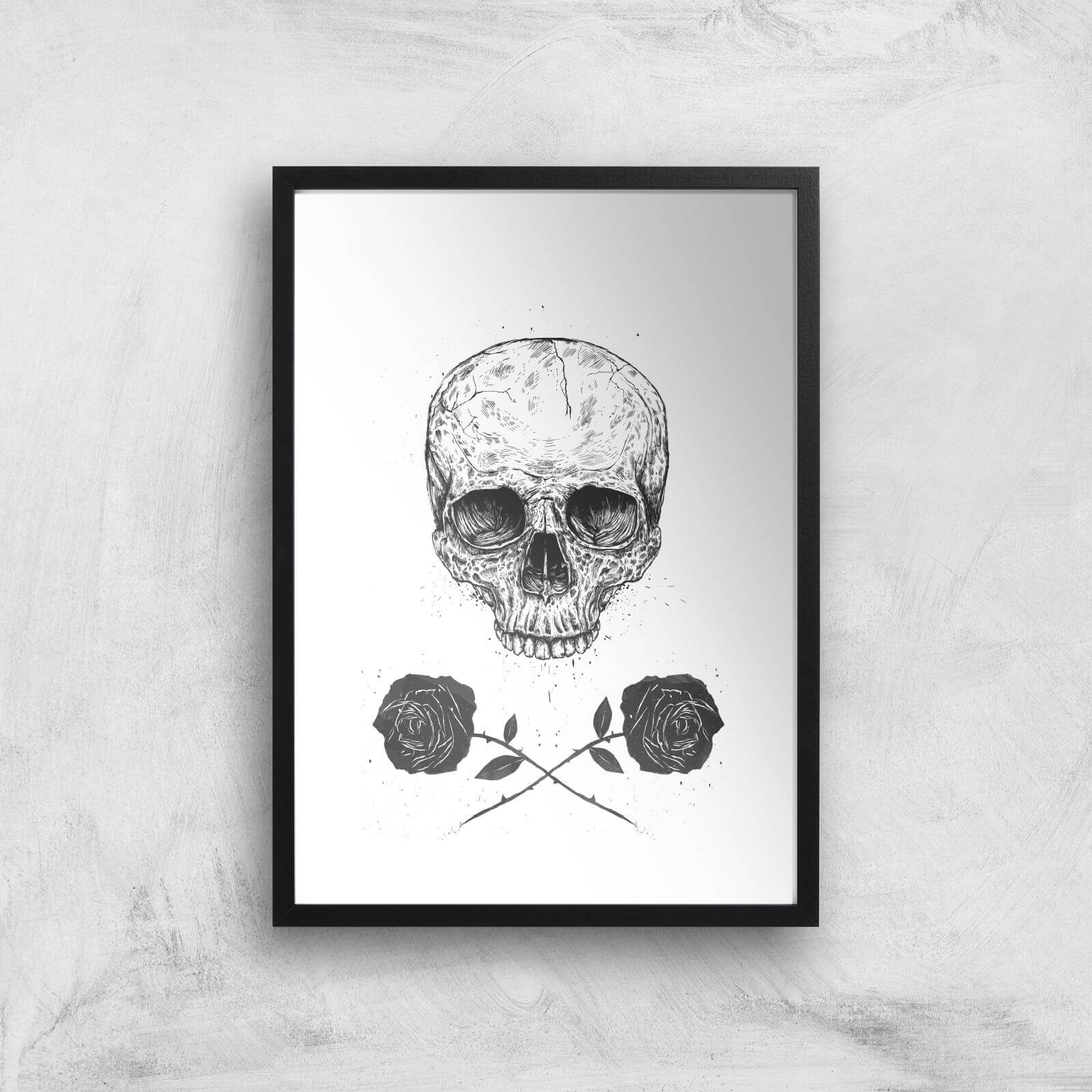Balazs Solti Skull and Roses Art Print - A2 - Black Frame