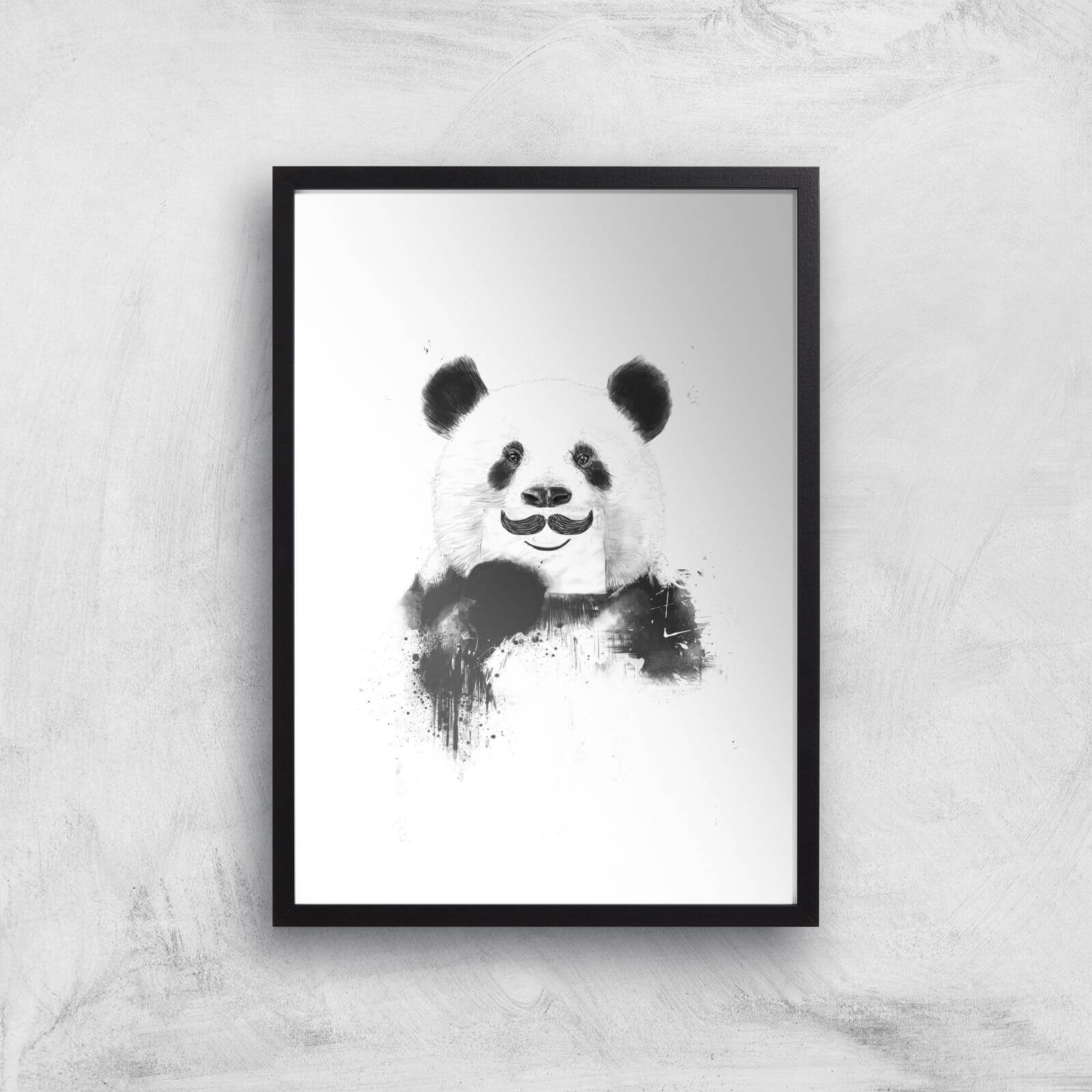 Balazs Solti Moustache and Panda Art Print - A2 - Black Frame