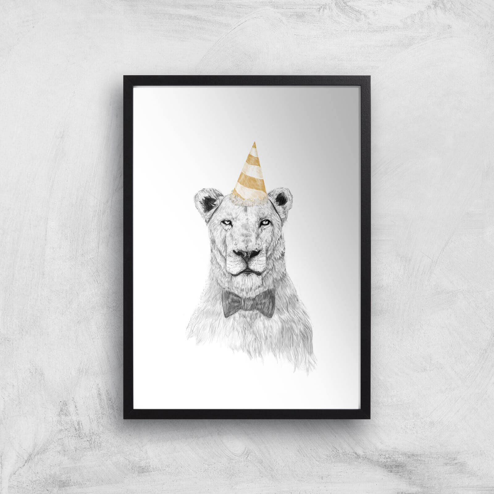 Balazs Solti Party Lion Art Print - A2 - Black Frame
