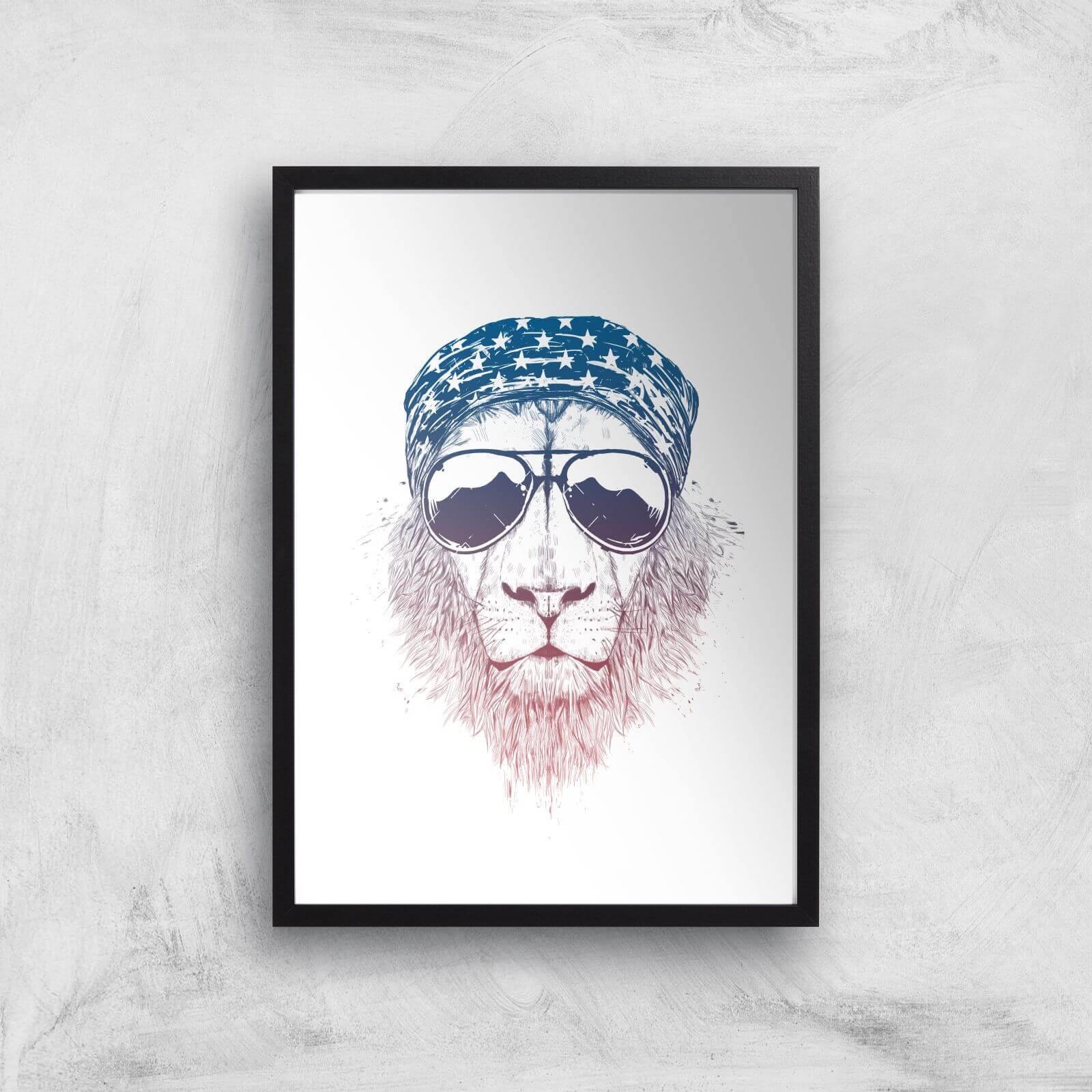 Balazs Solti Bandana Lion Art Print - A2 - Black Frame