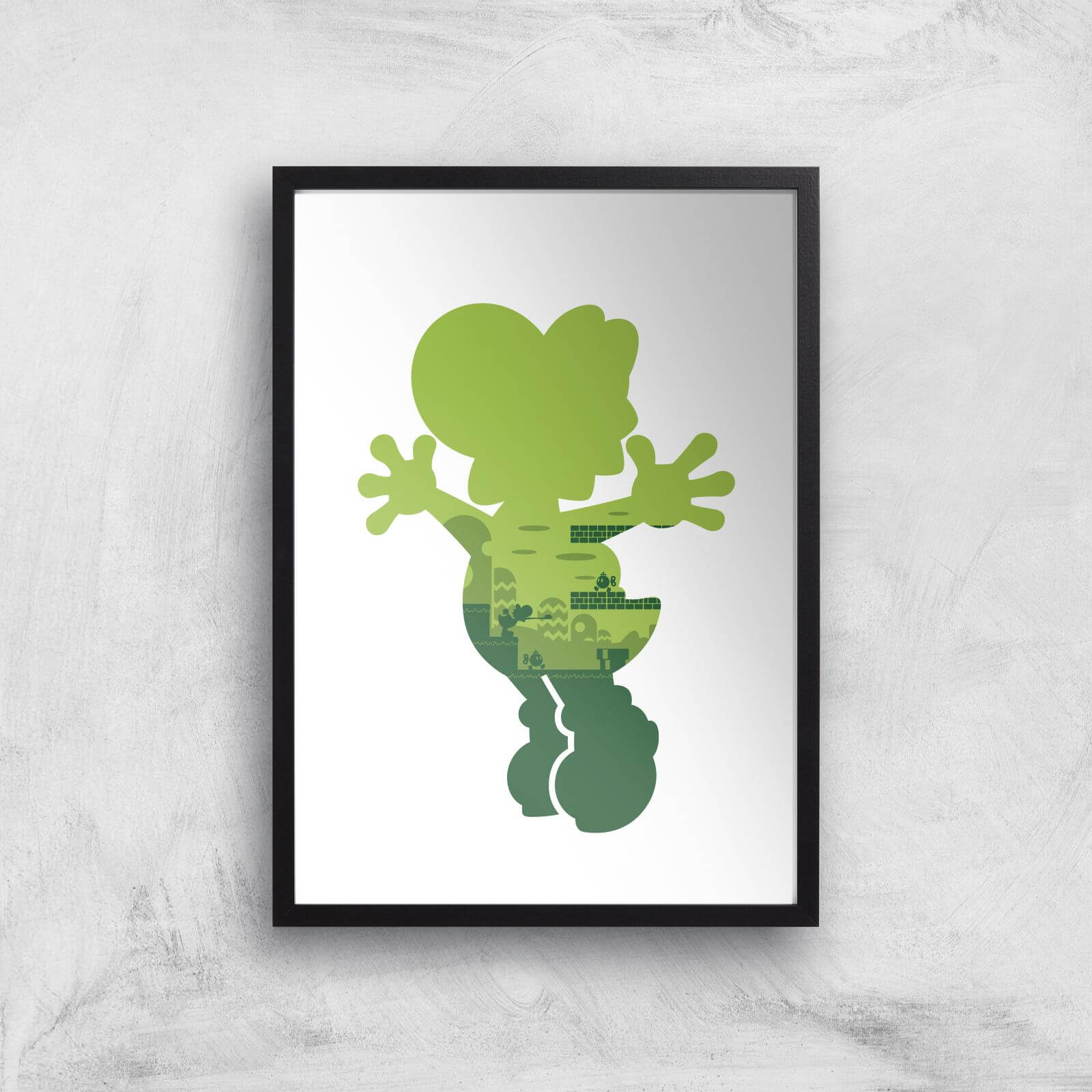 Nintendo Super Mario Yoshi Silhouette Art Print - A2 - Black Frame