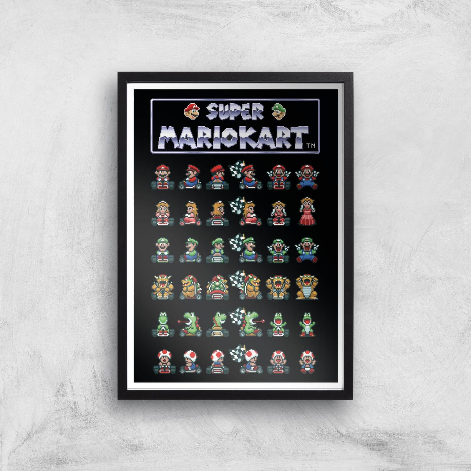 Nintendo Retro Racer Art Print - A2 - Black Frame