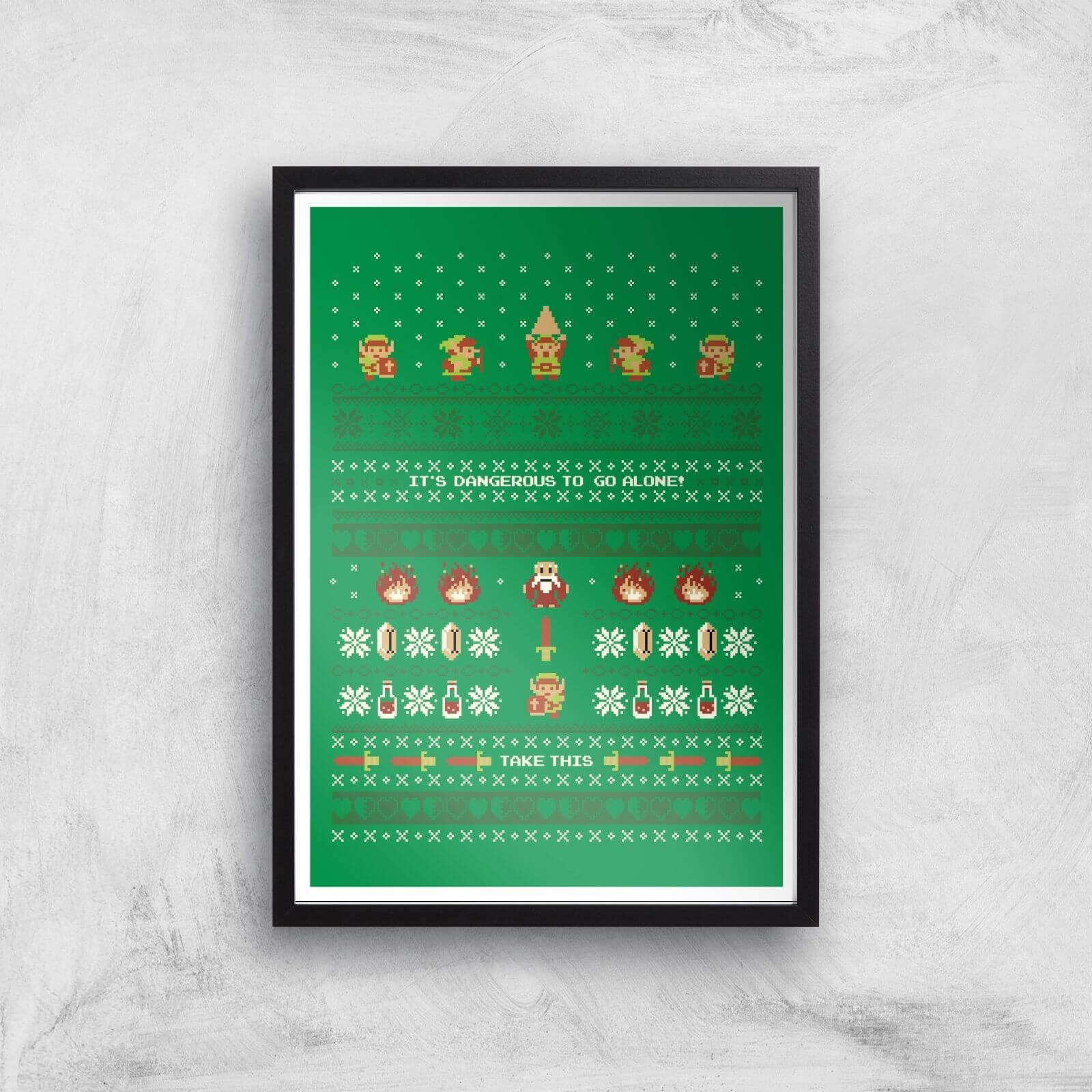 Nintendo It's Dangerous To Go Alone Art Print - A2 - Black Frame