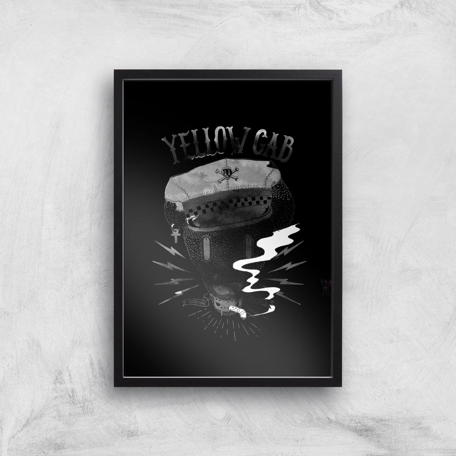 Yellow Cab Hyena Art Print - A2 - Black Frame