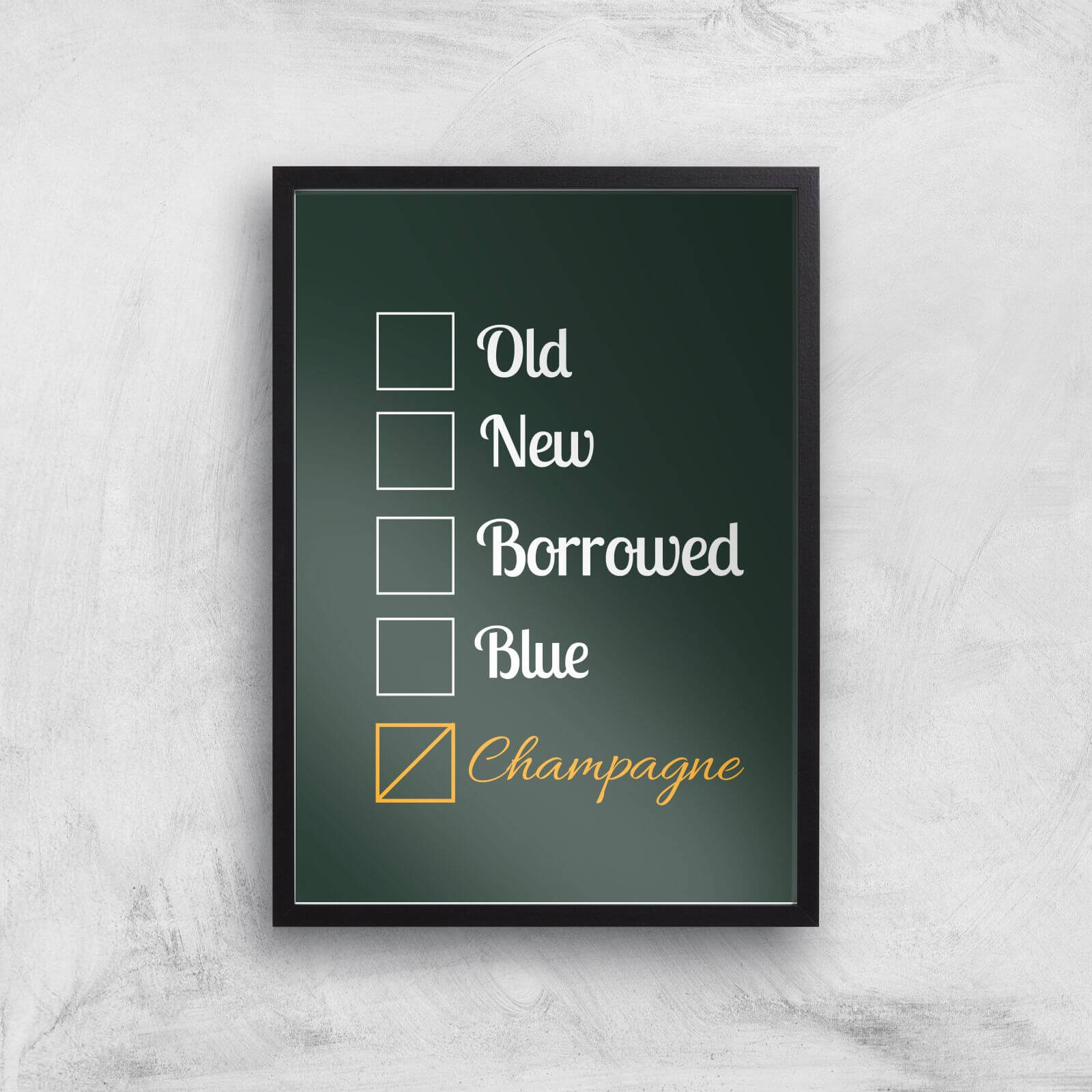 Champagne Tick Box Art Print - A2 - Black Frame