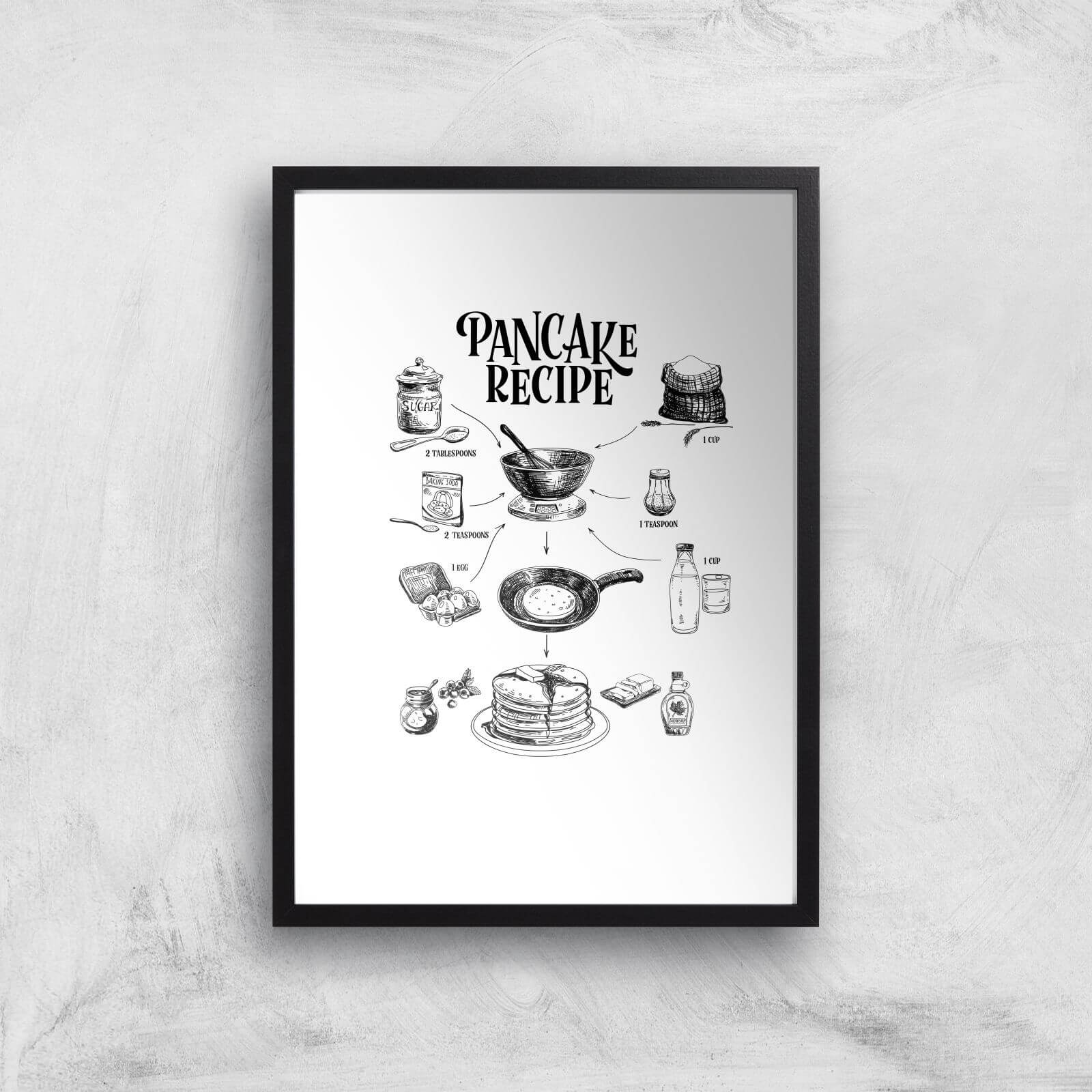 Pancake Recipe Art Print - A2 - Black Frame