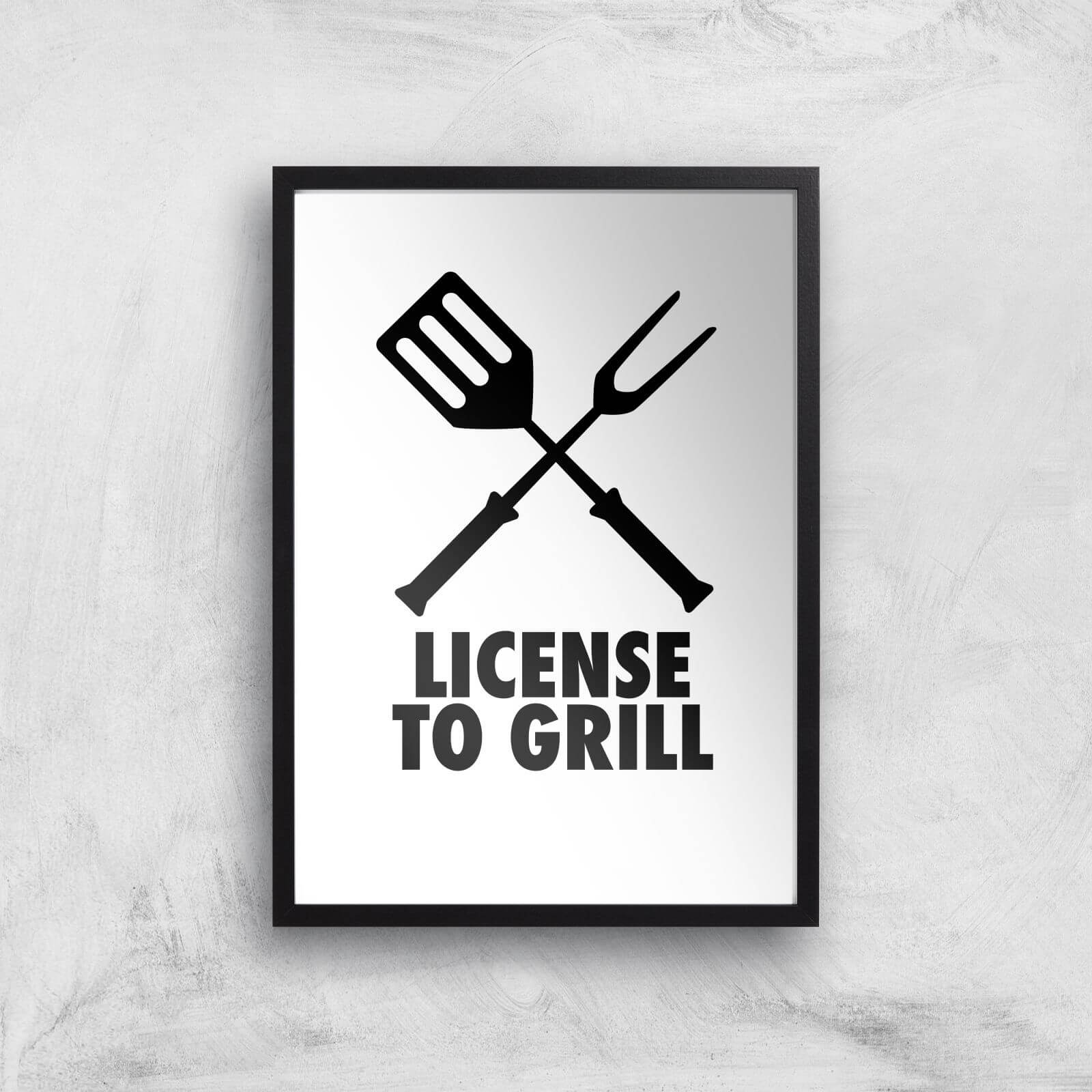 License To Grill Art Print - A2 - Black Frame