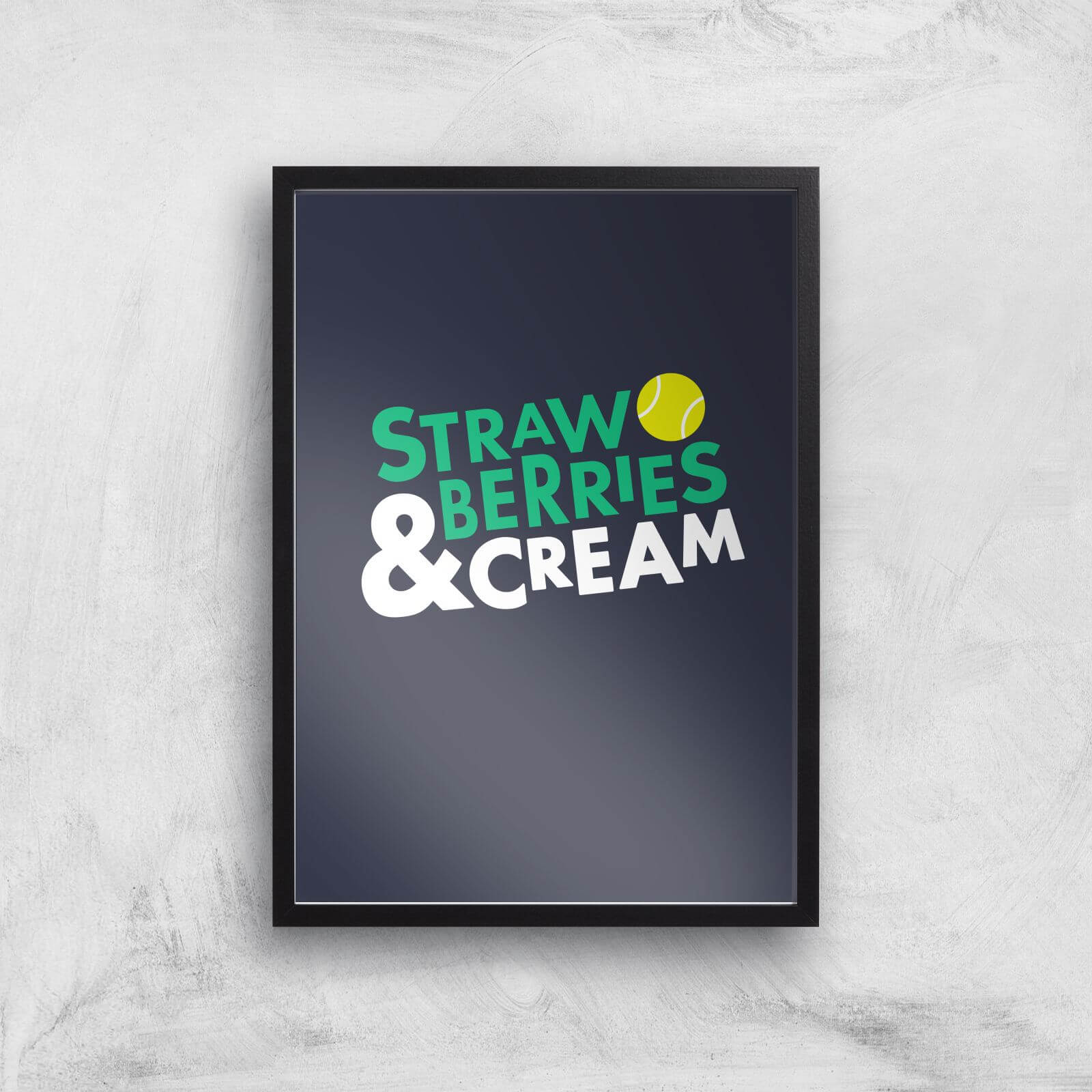 Strawberries And Cream Art Print - A2 - Black Frame