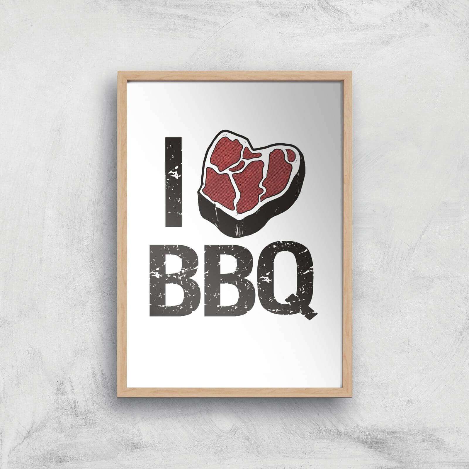 I Love BBQ Art Print - A2 - White Frame