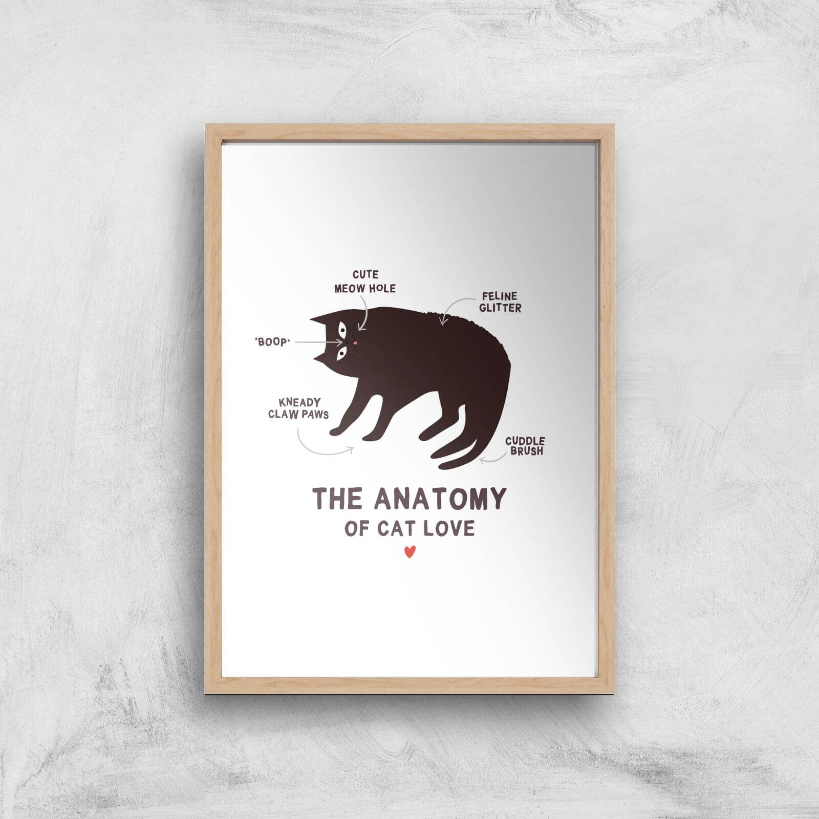 The Anatomy Of Cat Love Art Print - A2 - White Frame