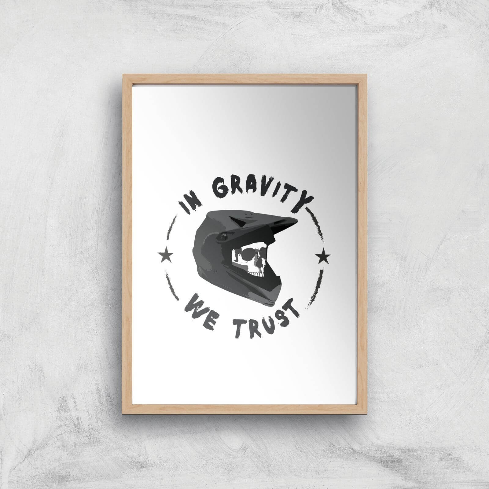 In Gravity We Trust BMX Art Print - A2 - White Frame