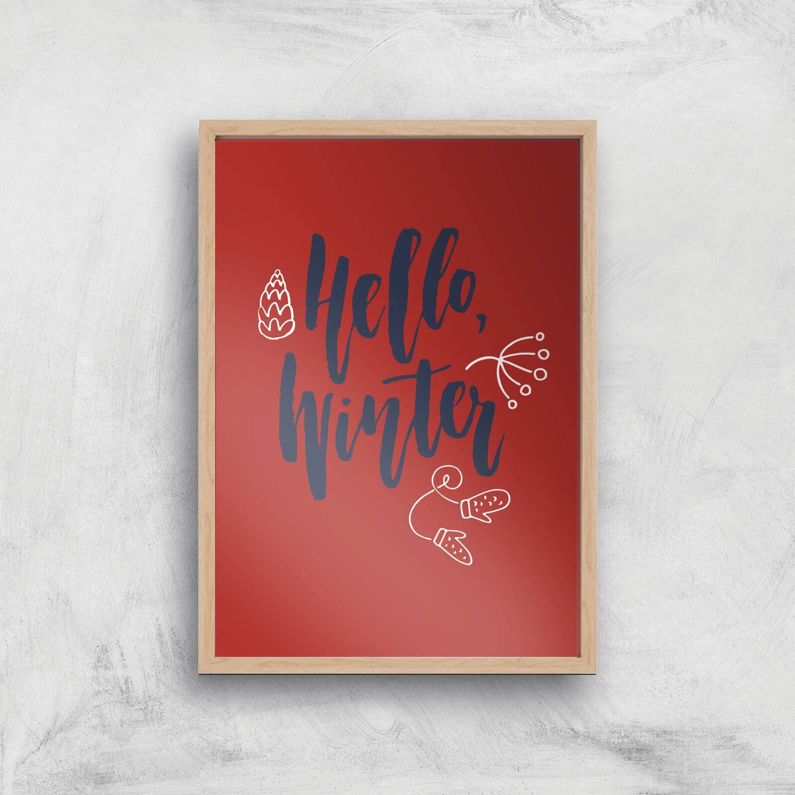 Hello Winter Art Print - A2 - White Frame