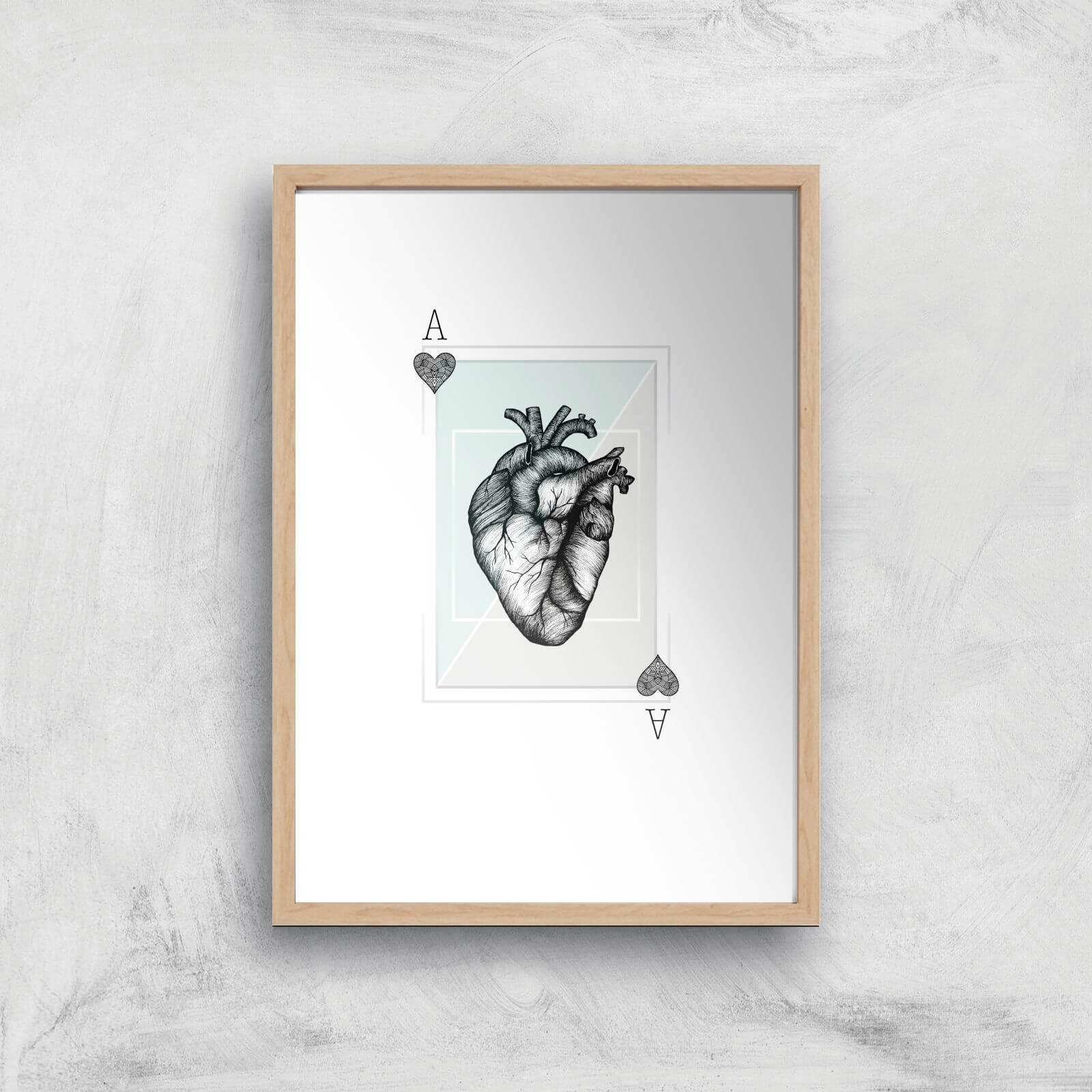 Ace Of Hearts Art Print - A2 - White Frame