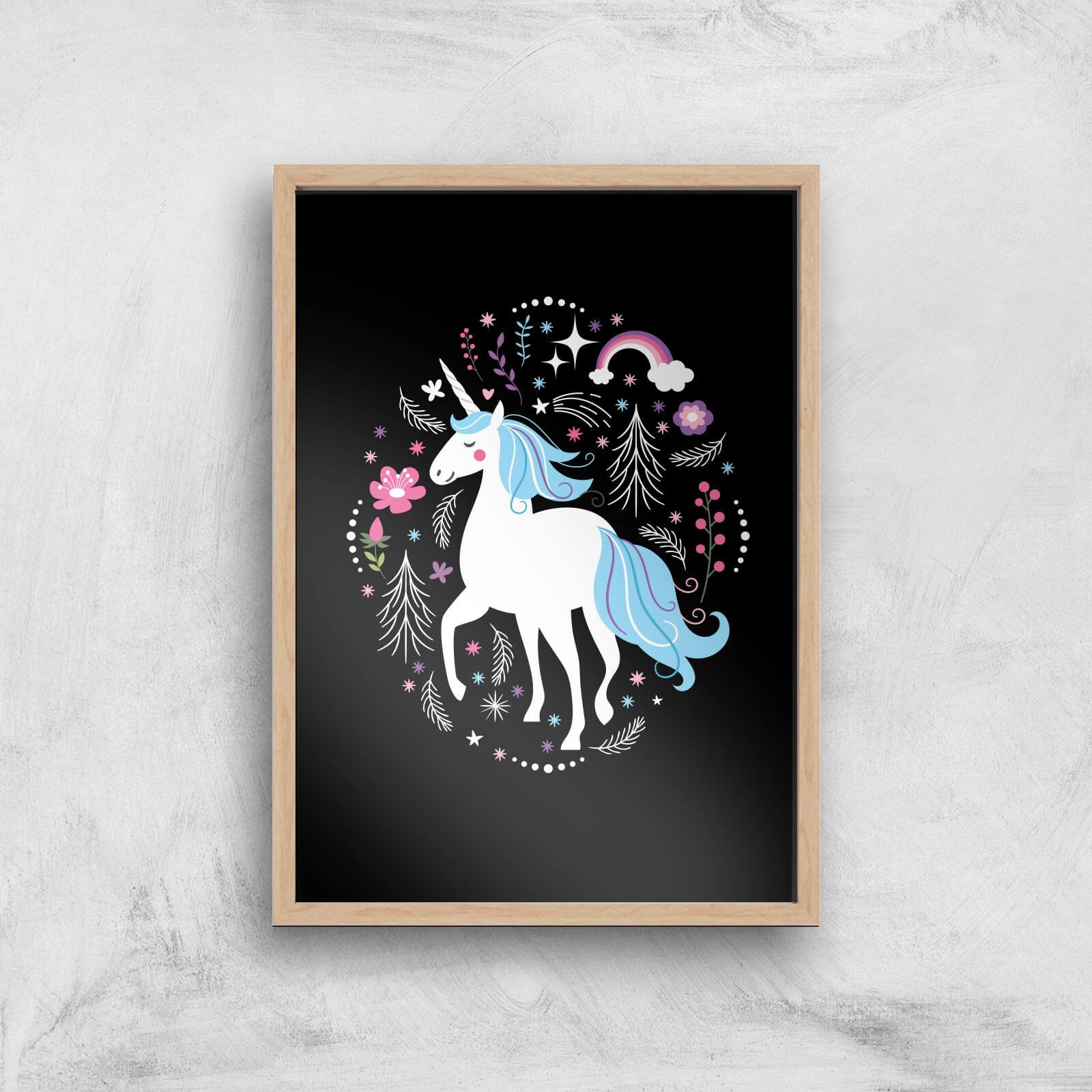 Blue Unicorn Art Print - A2 - White Frame