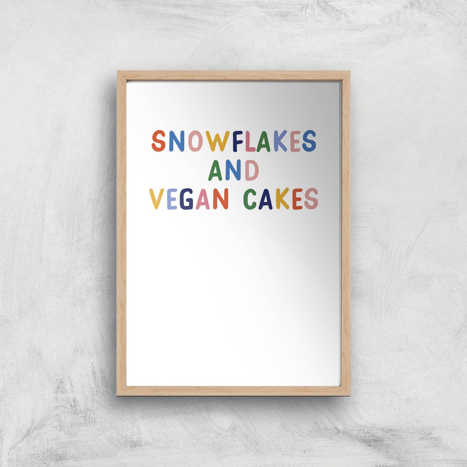 Snowflakes And Vegan Cakes Art Print - A2 - White Frame