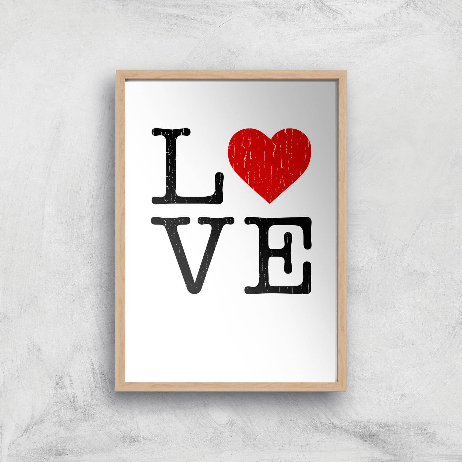 Love Heart Textured Art Print - A2 - White Frame