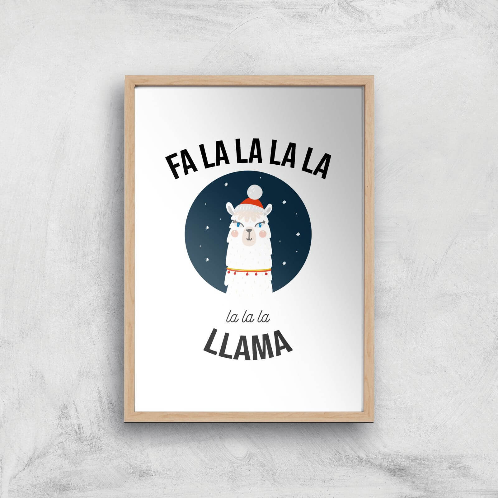 Fa La La La Llama Art Print - A2 - White Frame