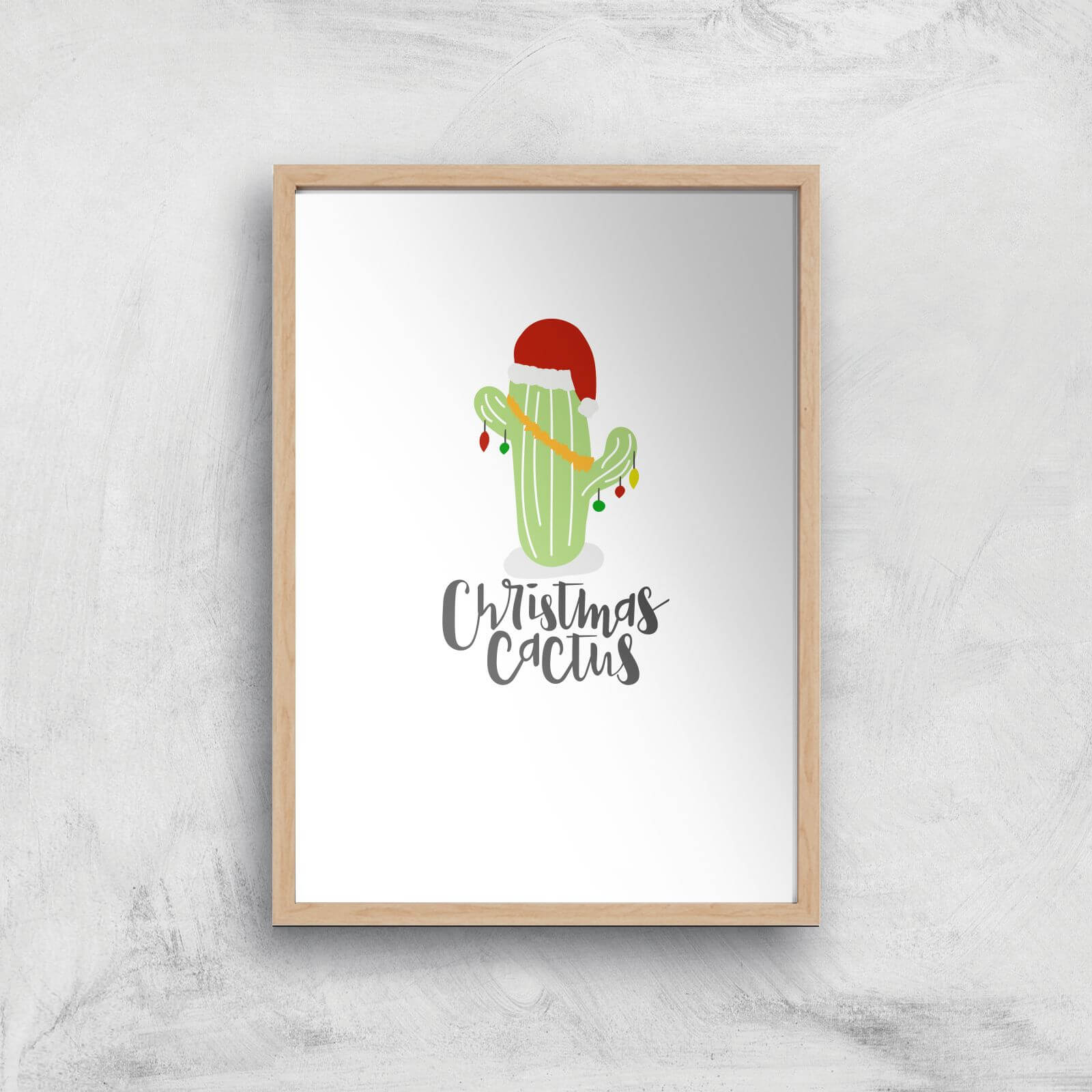 Christmas Cactus Art Print - A2 - White Frame
