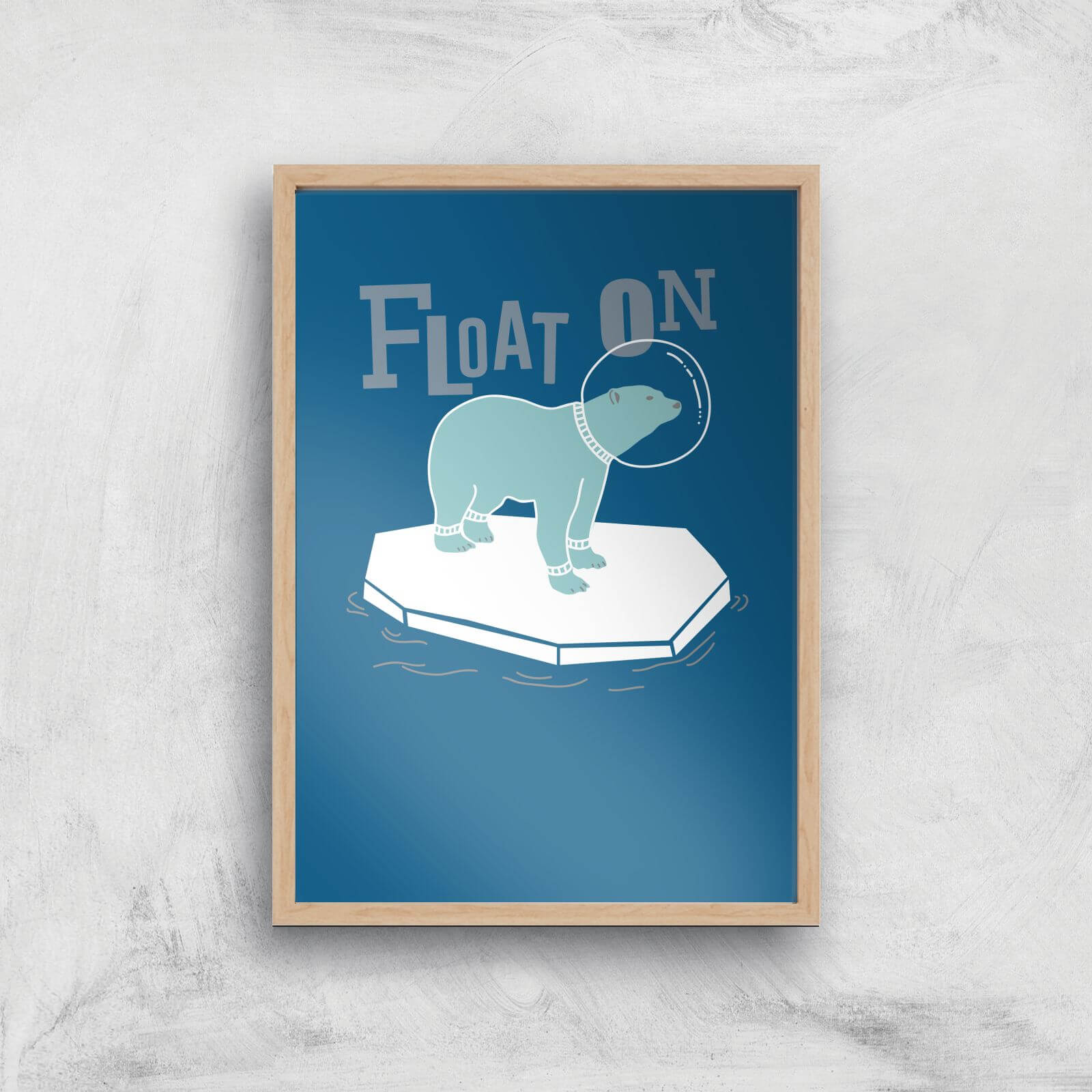 Polar Bear Float On Art Print - A2 - White Frame