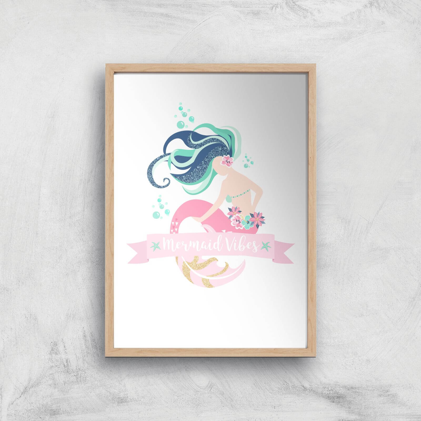 Mermaid Vibes Art Print - A2 - White Frame