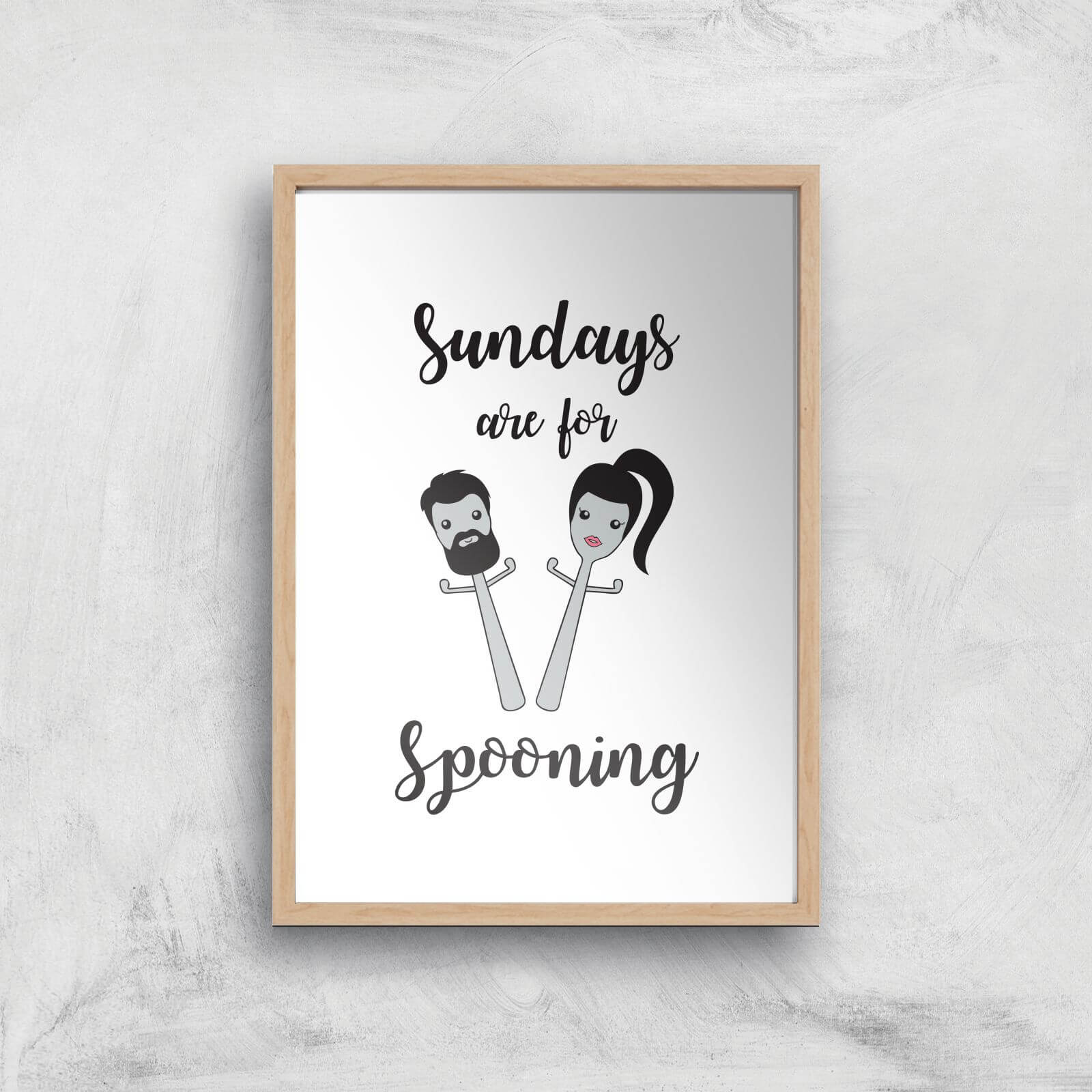Sundays Are For Spooning Art Print - A2 - White Frame