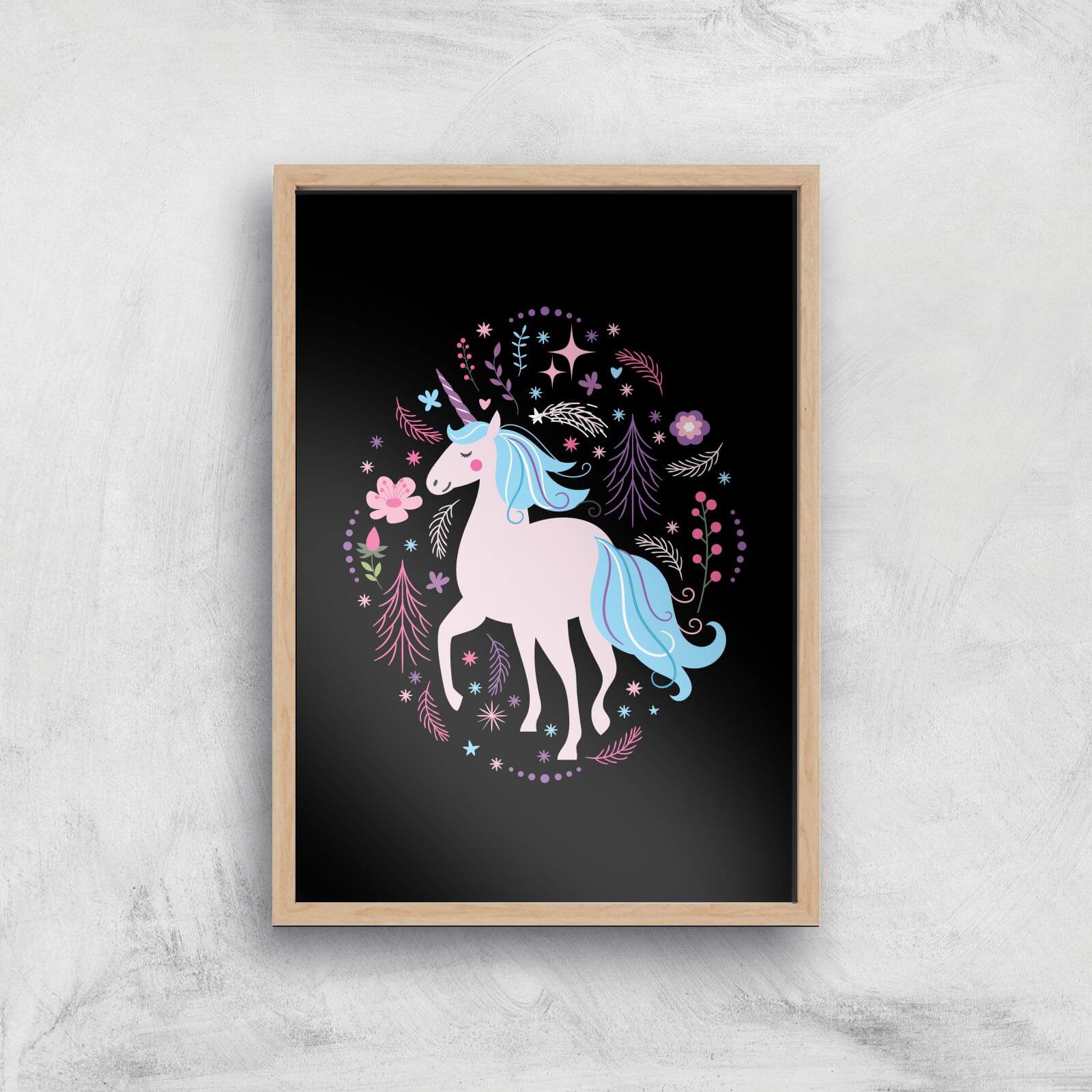 Pink Unicorn Art Print - A2 - White Frame