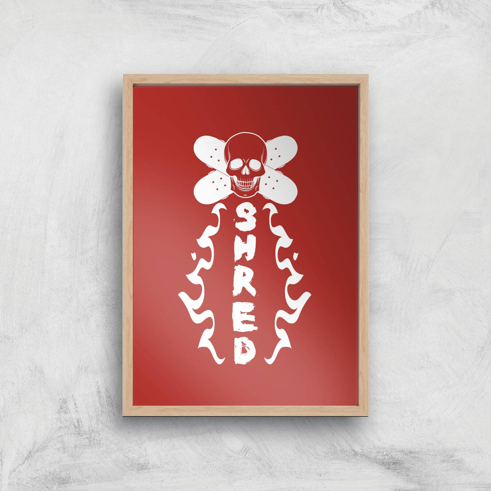 Shred Skateboards Art Print - A2 - White Frame