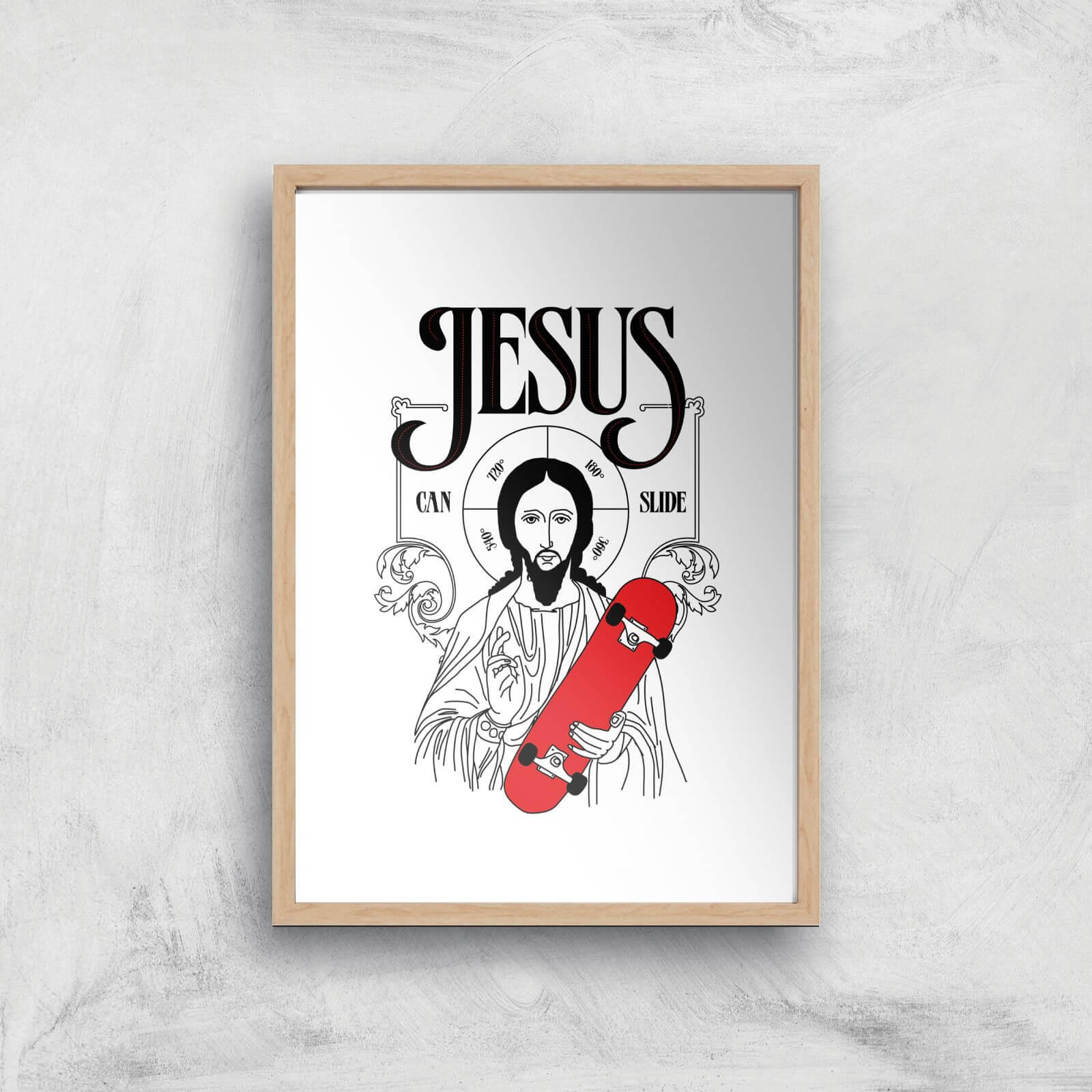 Jesus Can Slide Art Print - A2 - White Frame