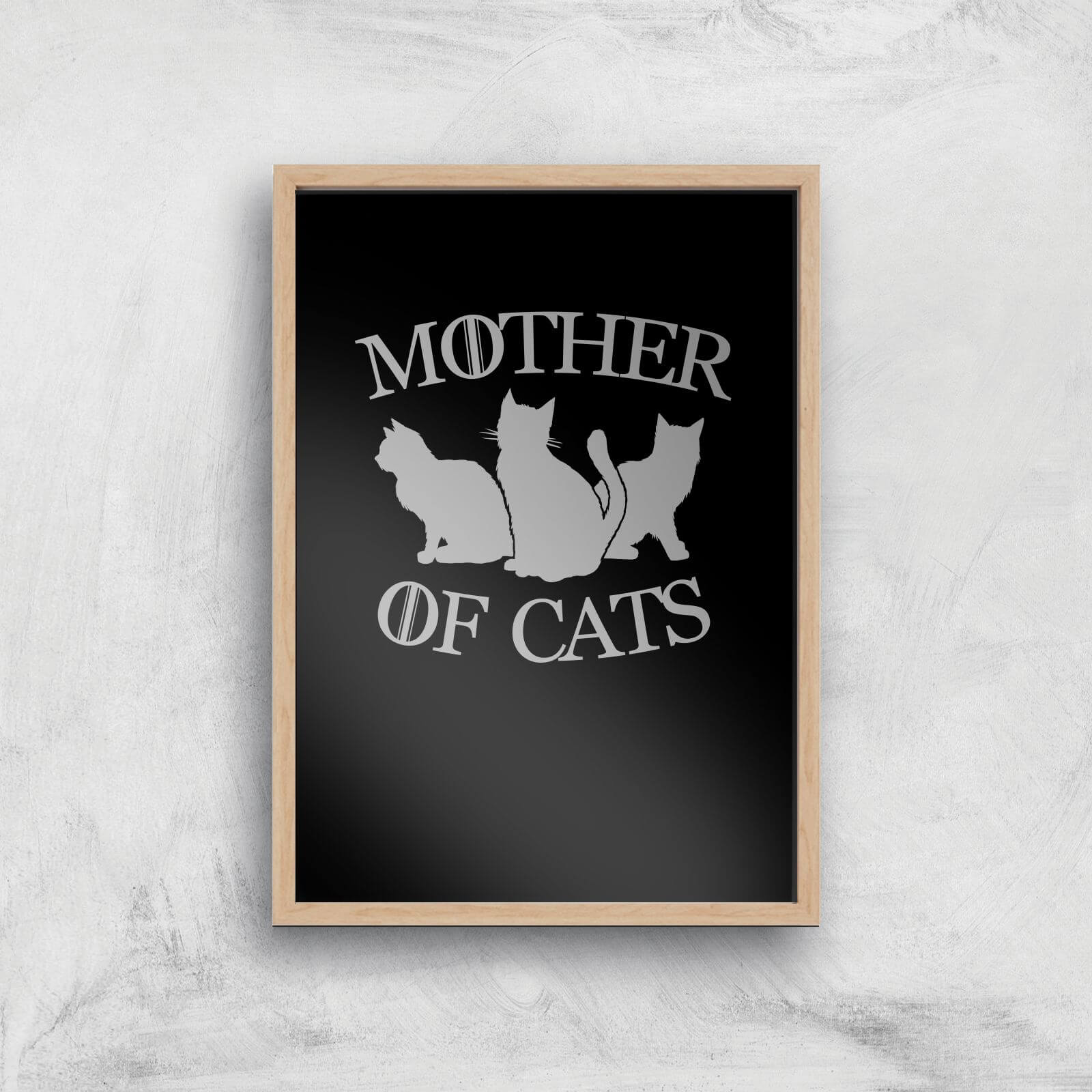 Mother Of Cats Black Tee Art Print - A2 - White Frame