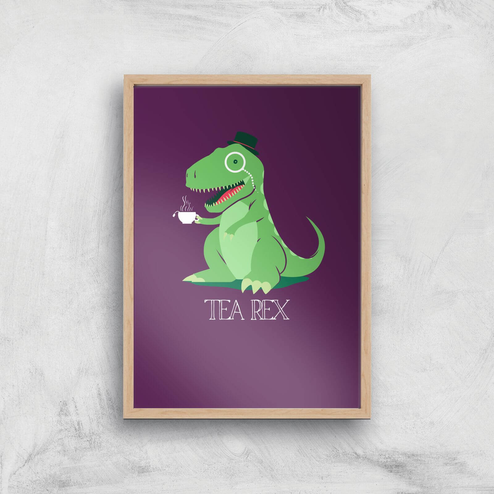 Tea Rex Art Print - A2 - White Frame