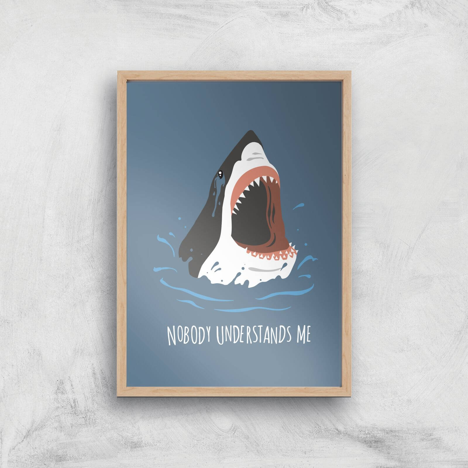Sharks Nobody Understands Me Art Print - A2 - White Frame