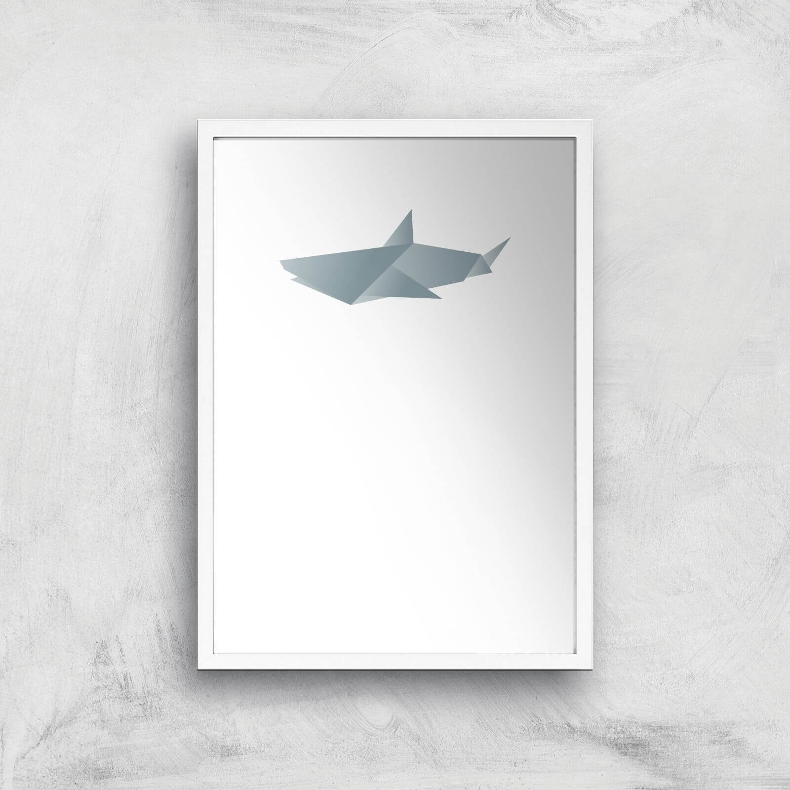 Origami Shark Art Print - A2 - White Frame