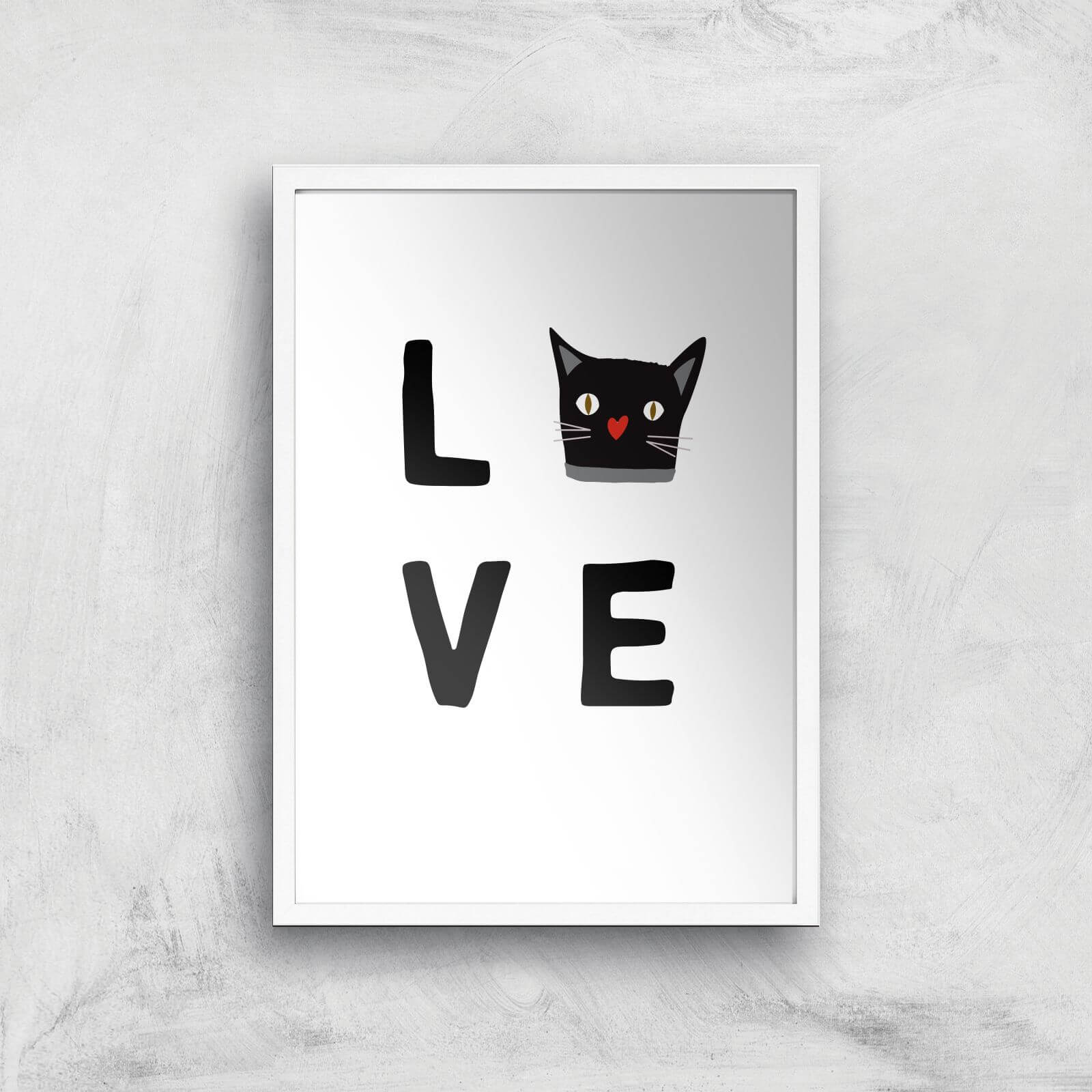 Cat Love Art Print - A2 - White Frame