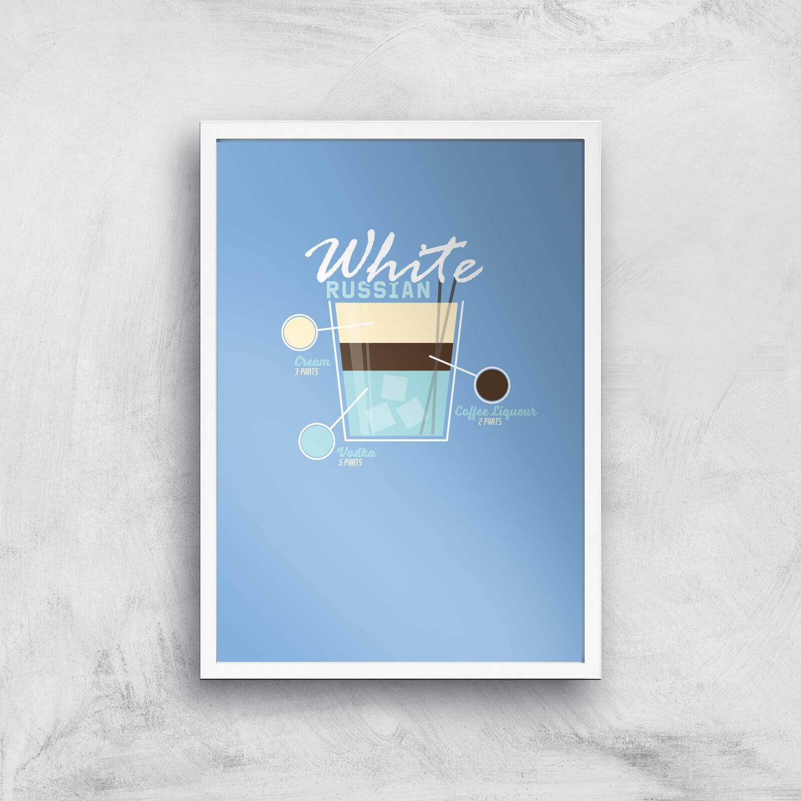 Infographic White Russian Art Print - A2 - White Frame