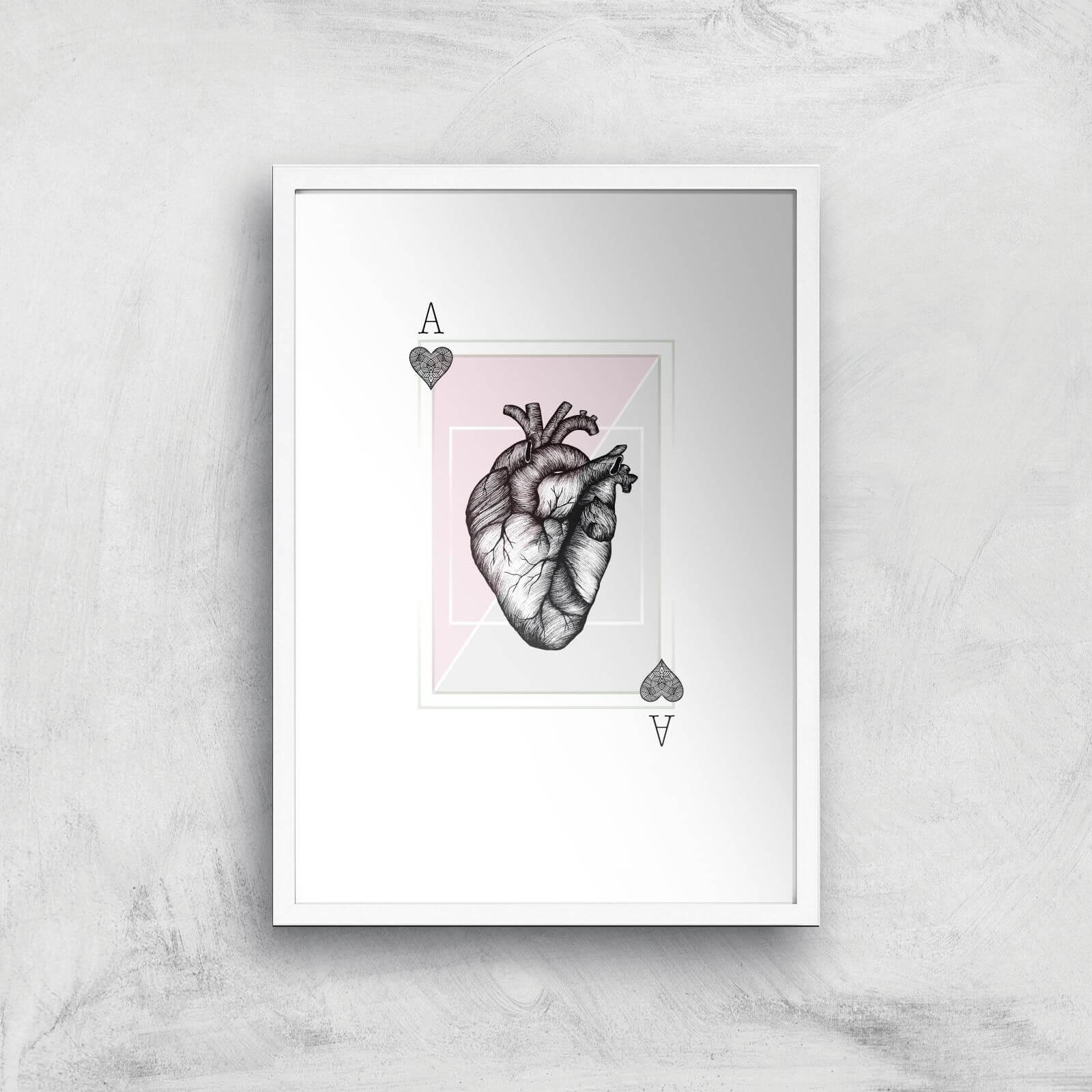 Ace Of Hearts Art Print - A2 - White Frame