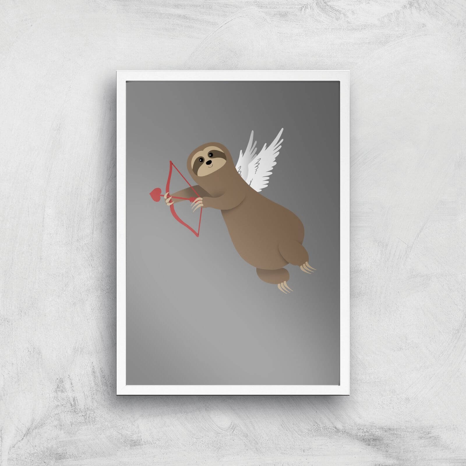 Sloth Cupid Art Print - A2 - White Frame