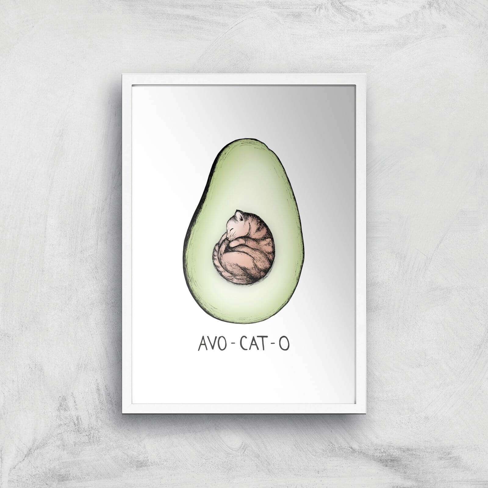 Avo-Cat-O Art Print - A2 - White Frame