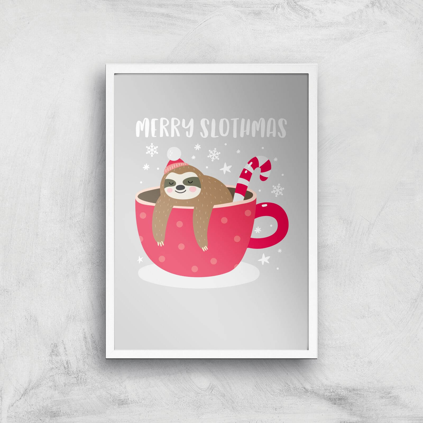 Merry Slothmas Art Print - A2 - White Frame