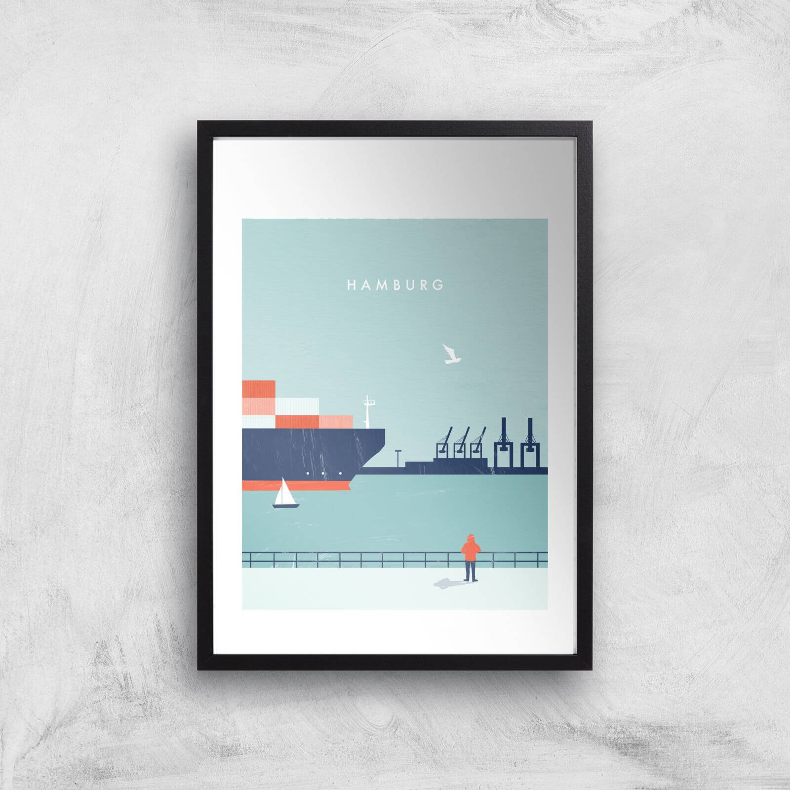 Hamburg Art Print - A2 - Black Frame