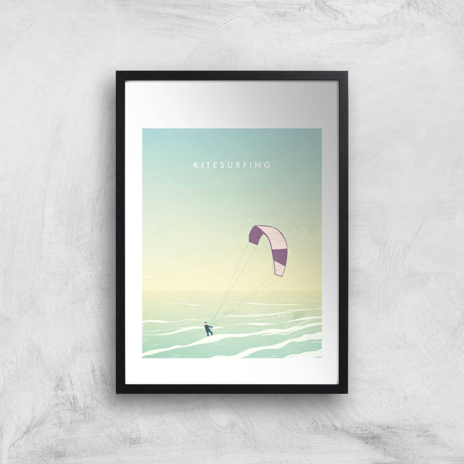 Kitesurfing Art Print - A2 - Black Frame
