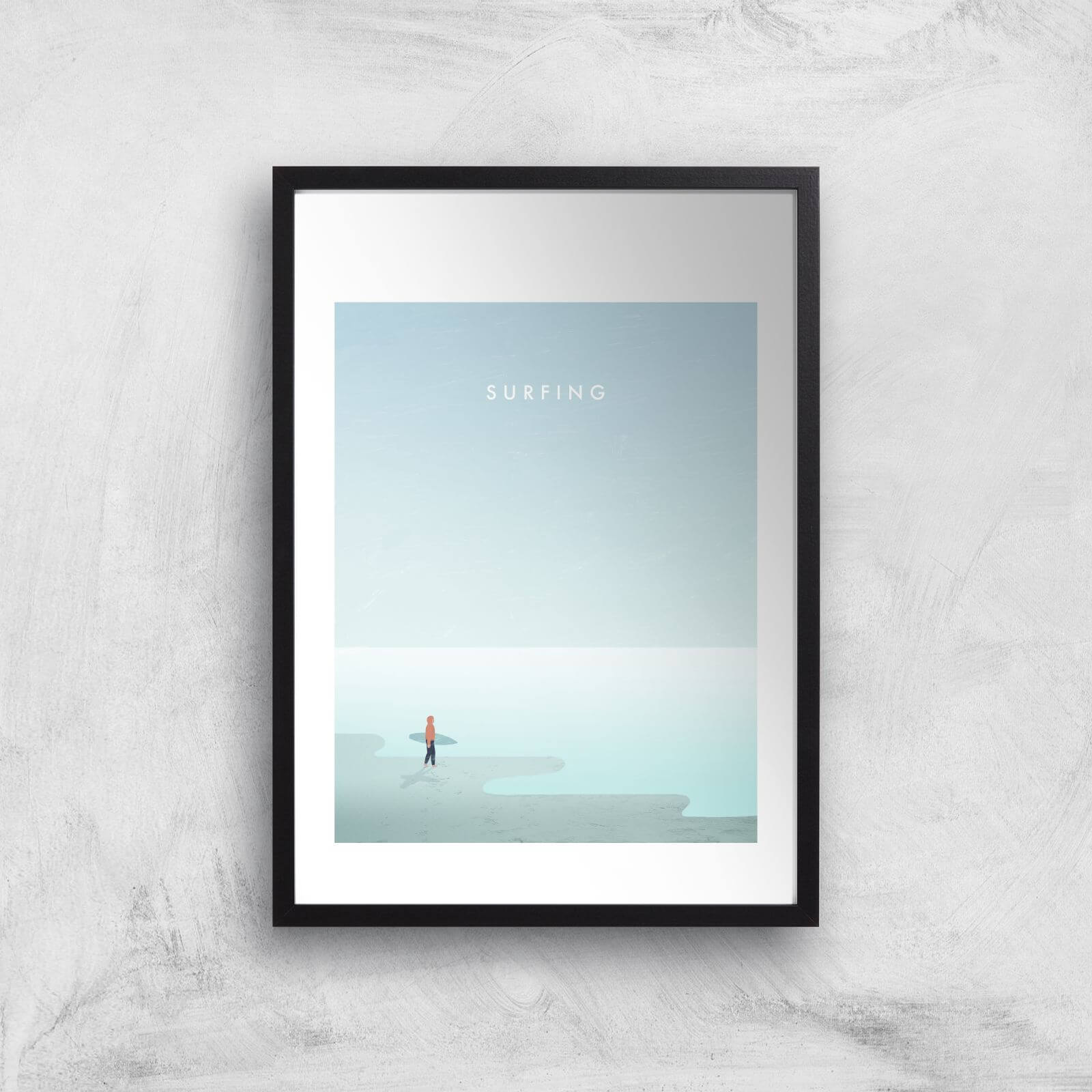 Surfing Art Print - A2 - Black Frame