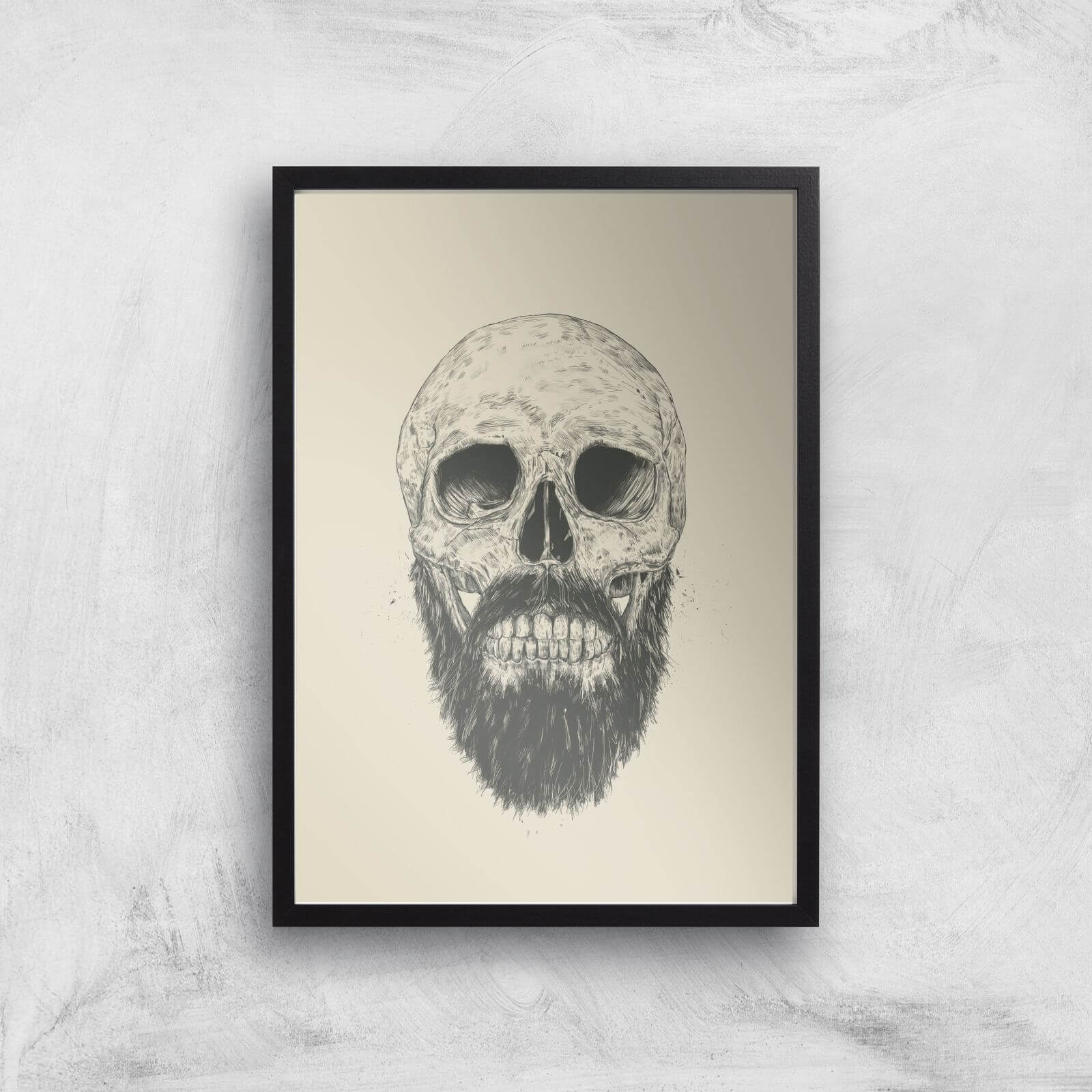 Balazs Solti Bearded Skull Art Print - A2 - Black Frame