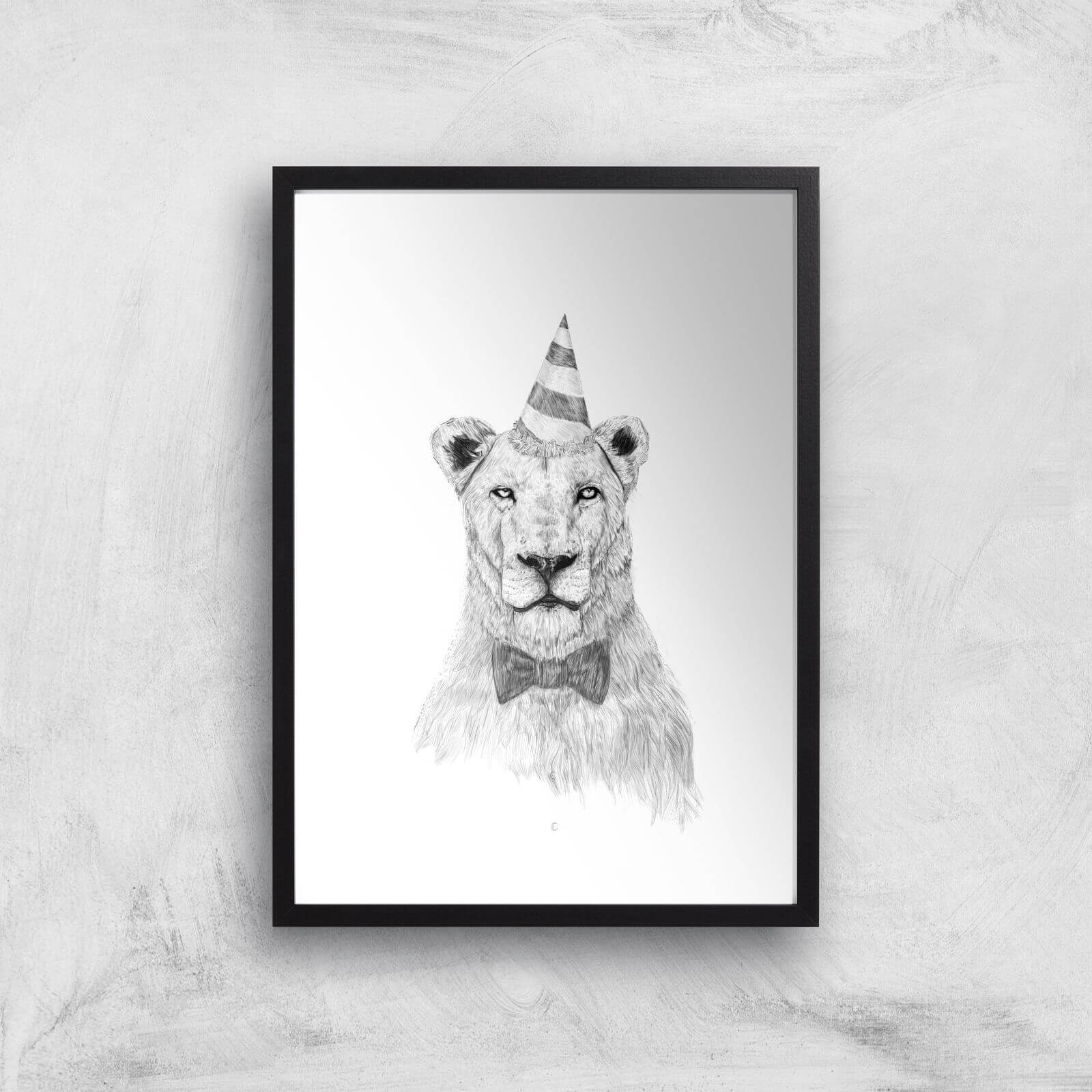 Balazs Solti Party Lion Art Print - A2 - Black Frame