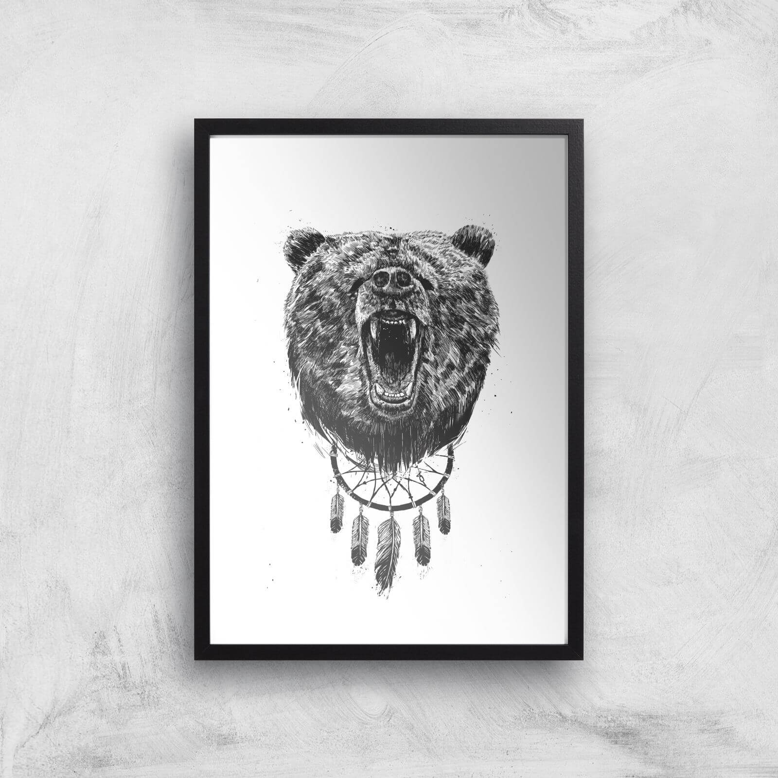 Balazs Solti Dreamcatcher Bear Art Print - A2 - Black Frame