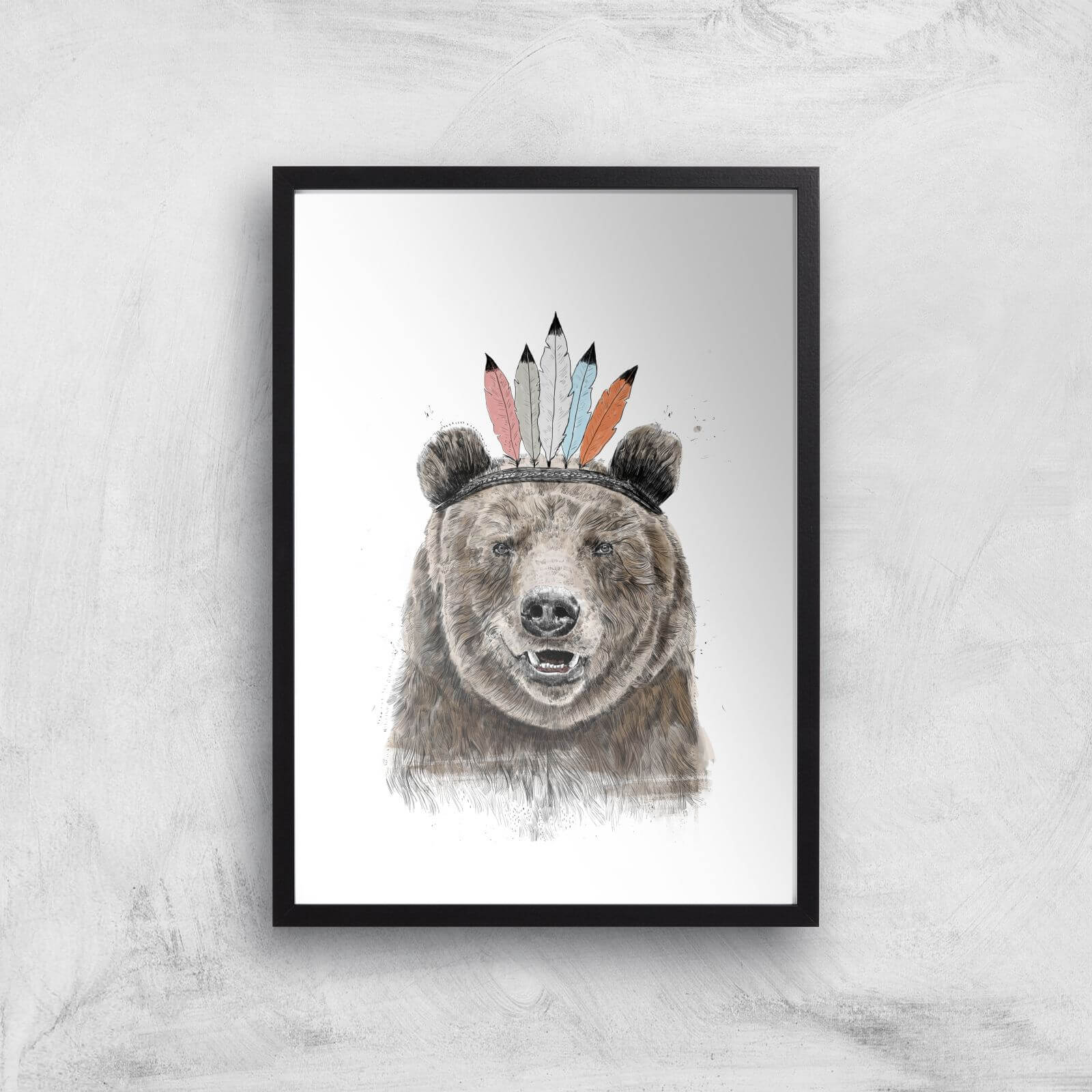 Balazs Solti Native Bear Art Print - A2 - Black Frame