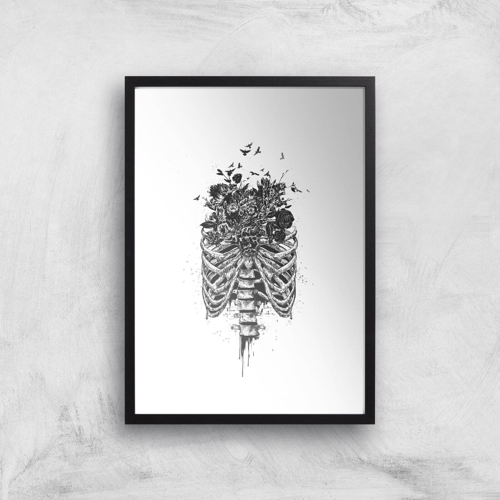 Balazs Solti Ribcage and Flowers Art Print - A2 - Black Frame
